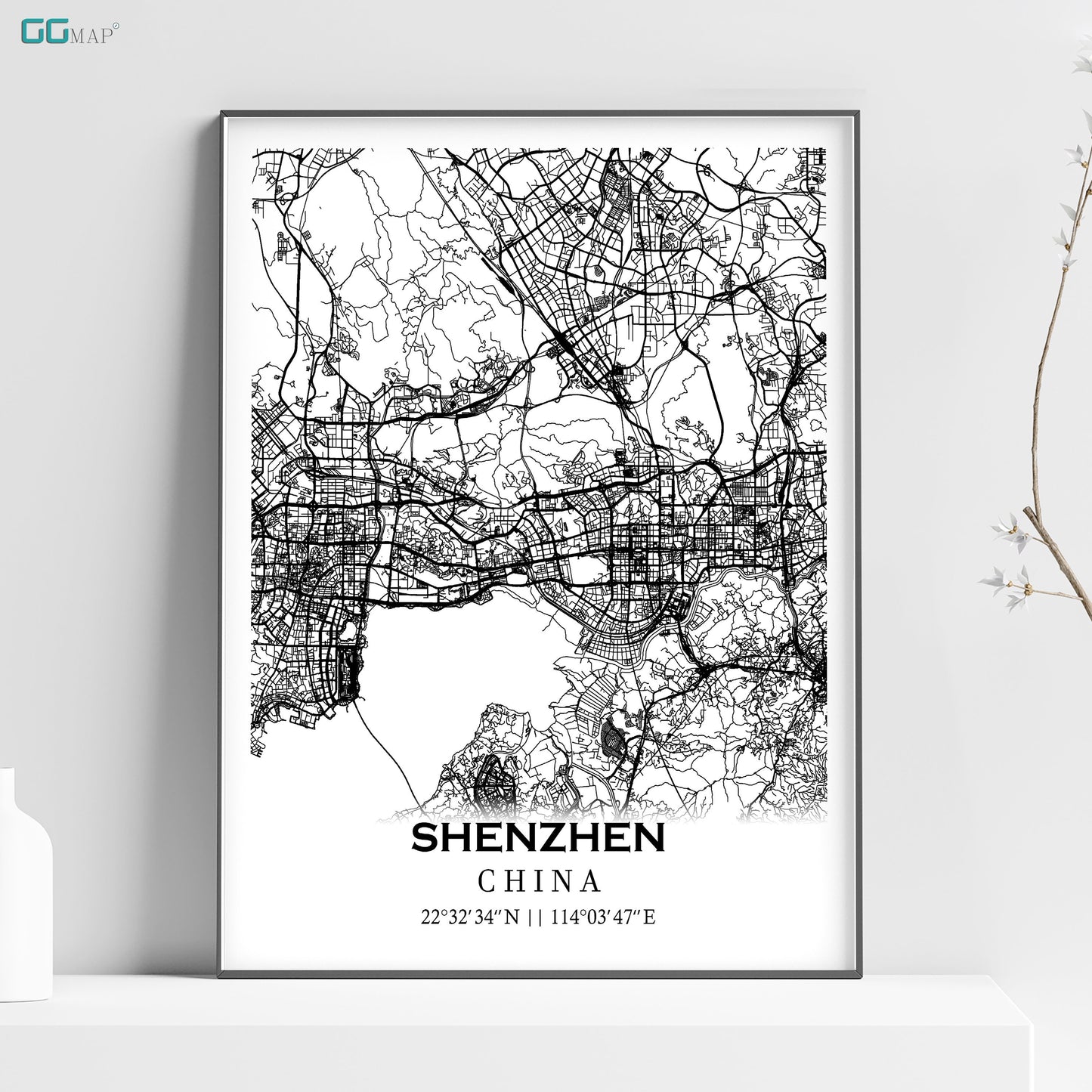 a black and white poster of a city map