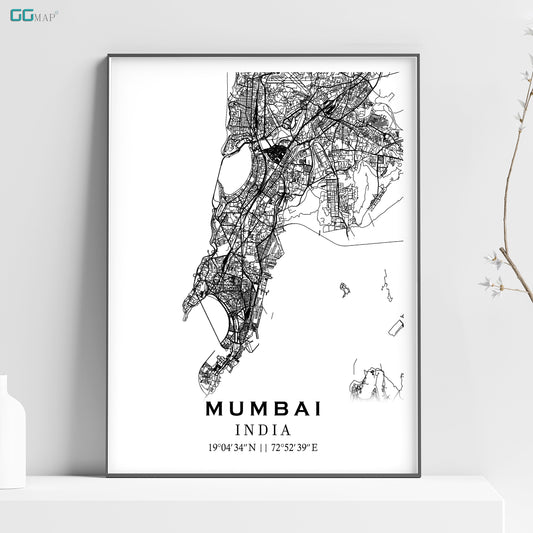 a black and white map of mumbai, india