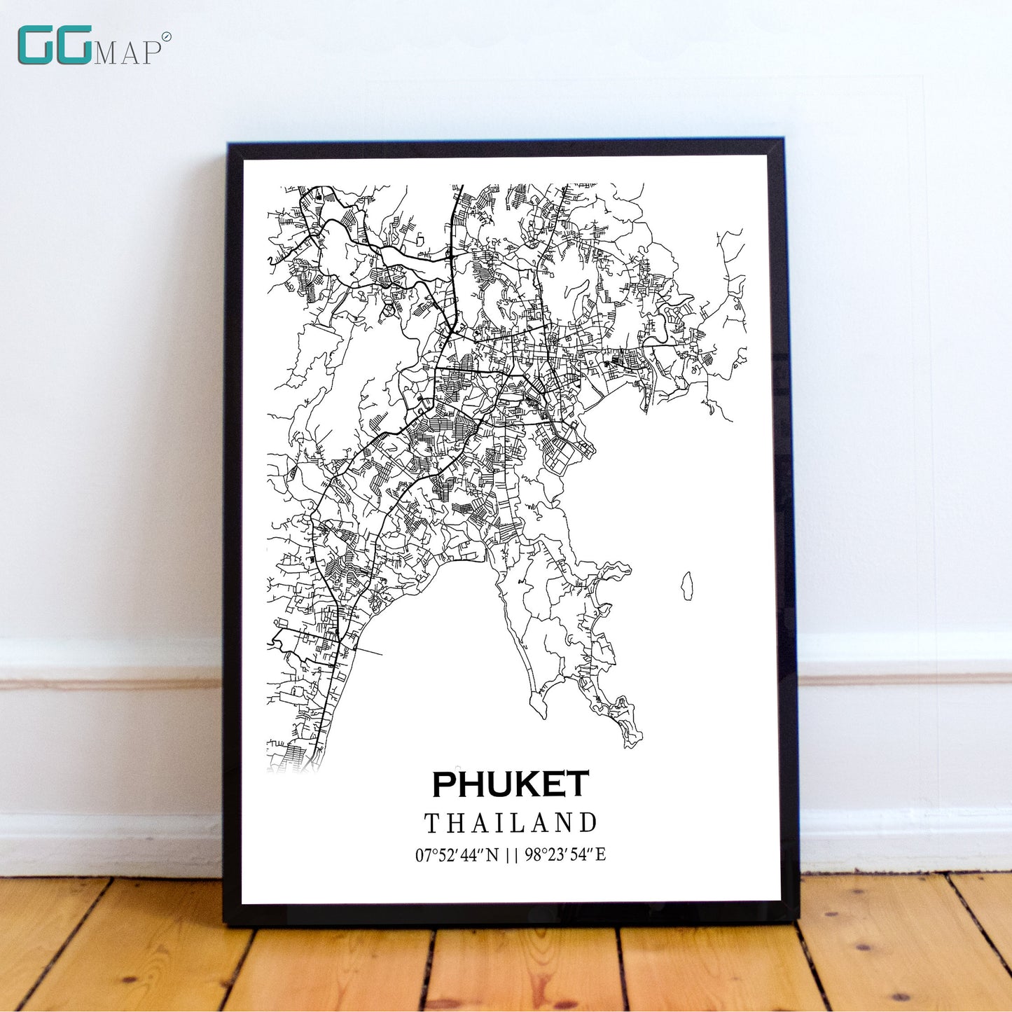 City map of PHUKET - Phuket Classic map - Home Decor - Travel map - Print map - Phuket map - Map art - Thailand -