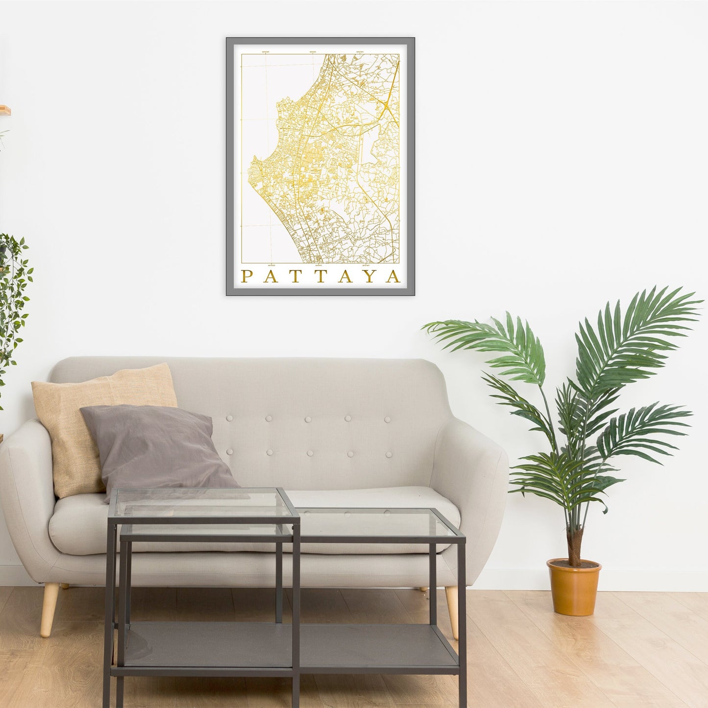 City map of PATTAYA - Pattaya White Gold map - Home Decor - Travel map - Print map - Pattaya map - Map art - Thailand - GGMap