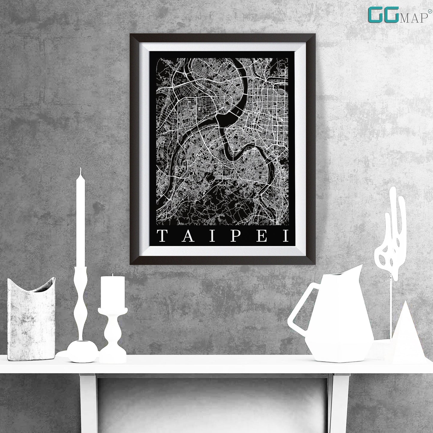 City map of TAIPEI - Taipei Open Dark map - Home Decor - Travel map - Print map - Taipei map - Map art - Taiwan - GGMap