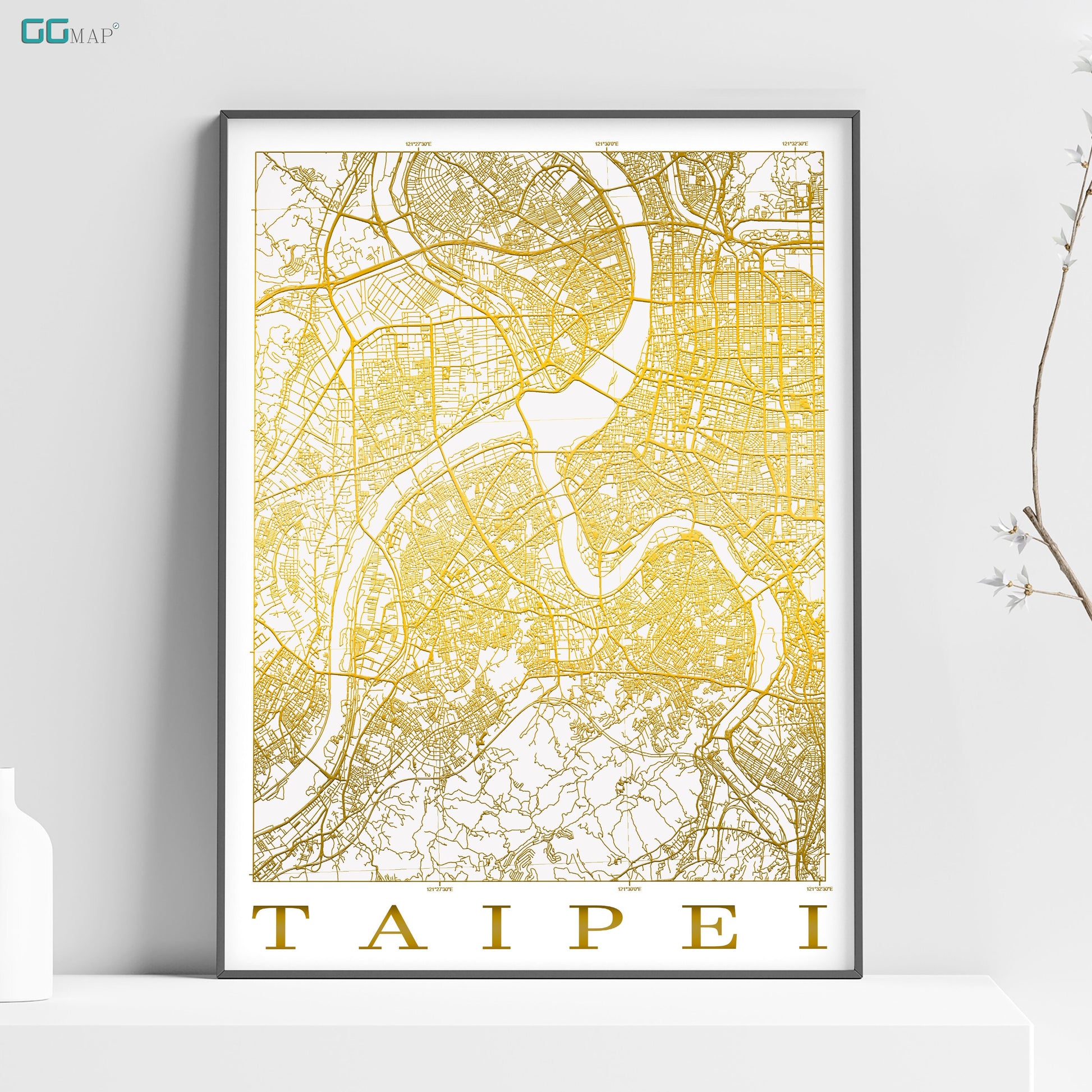 a yellow map of the city of tapeel