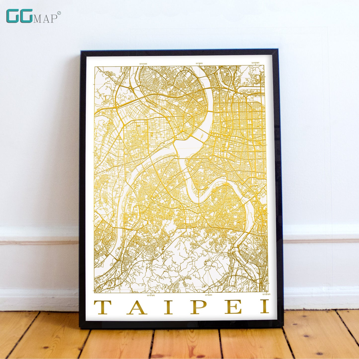 City map of TAIPEI - Taipei White Gold map - Home Decor - Travel map - Print map - Taipei map - Map art - Taiwan - GGMap