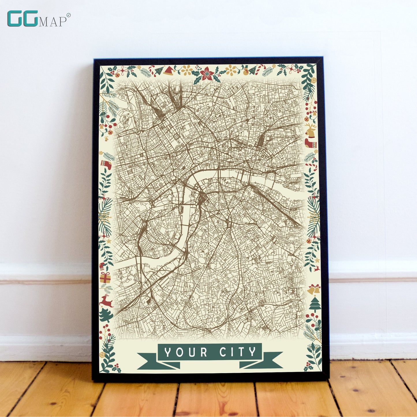 CHRISTMAS Map DIGITAL DOWNLOAD - Christmas City Map - Your city - Your contry - Your poster - Personalized -