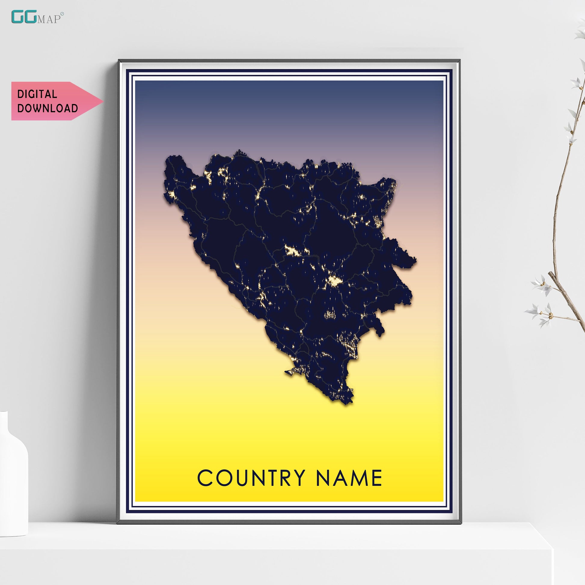 a poster of a map of the country of county name