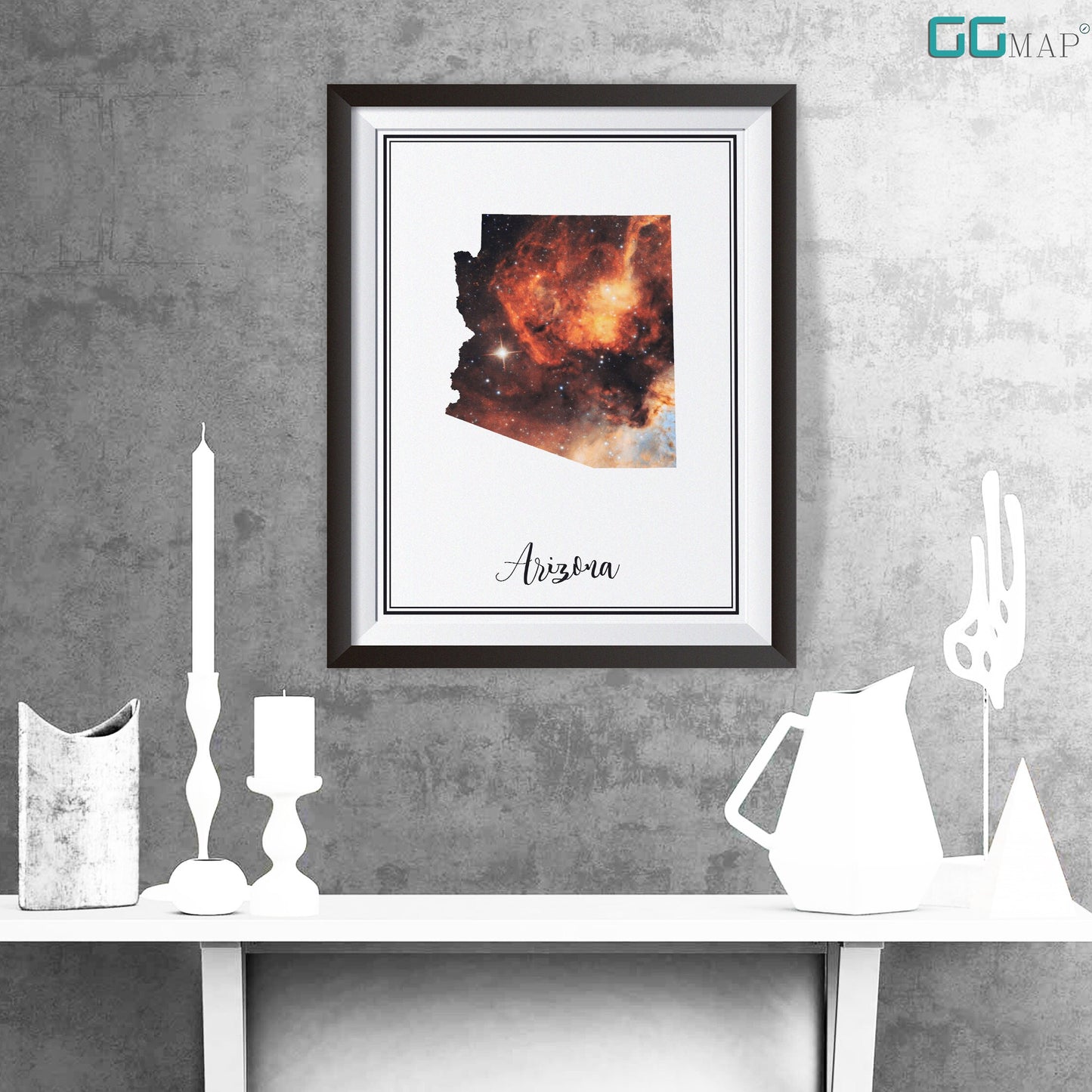 ARIZONA map - Arizona Omega nebula map - Travel poster - Wall decor - Office map - Alabama gift - GeoGIS studio