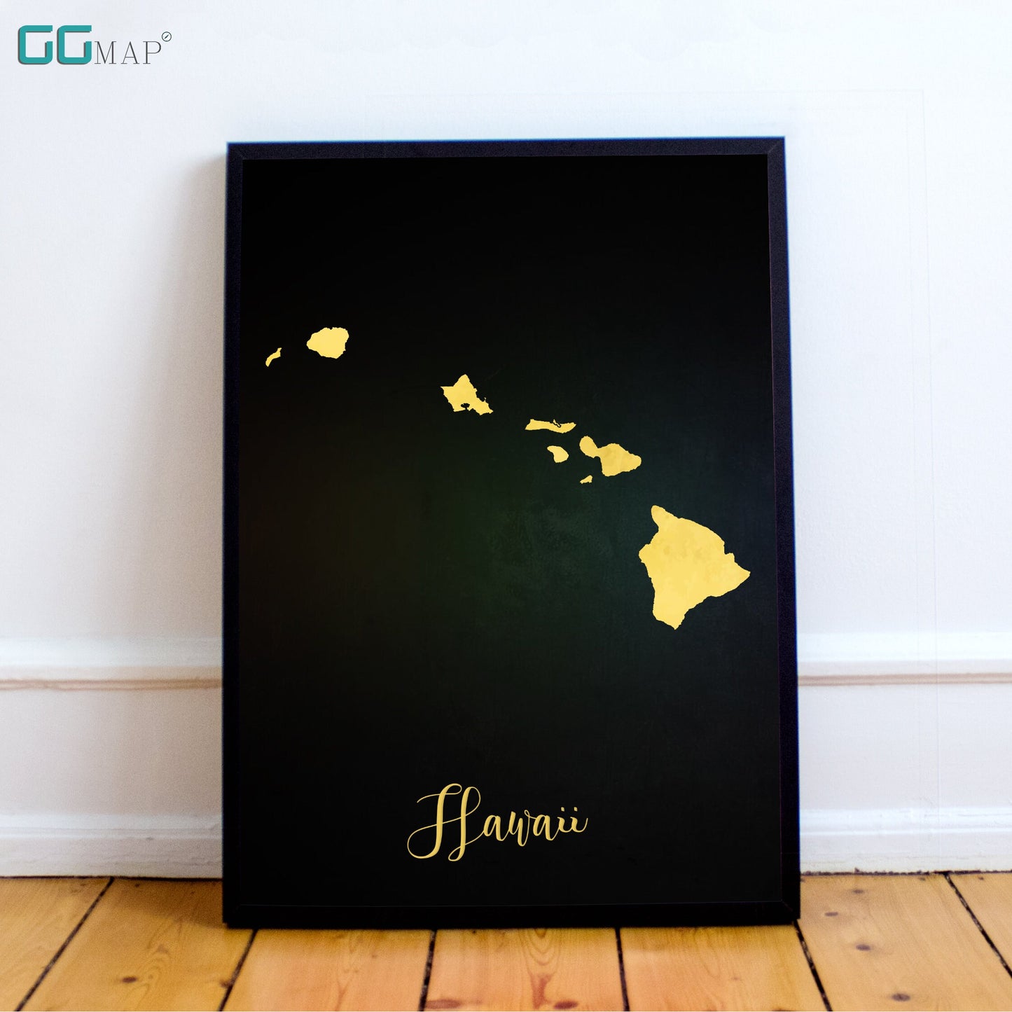 HAWAII map - Hawaii gold map - Travel poster - Home Decor - Wall decor - Office map - Hawaii gift - GGmap - Hawaii poster