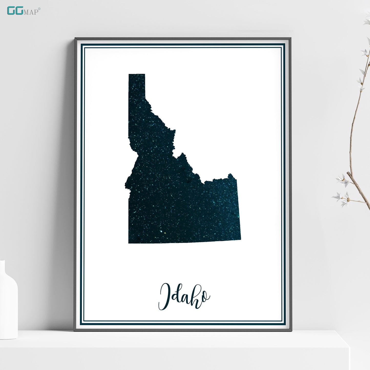 a picture of the state of idaho on a shelf