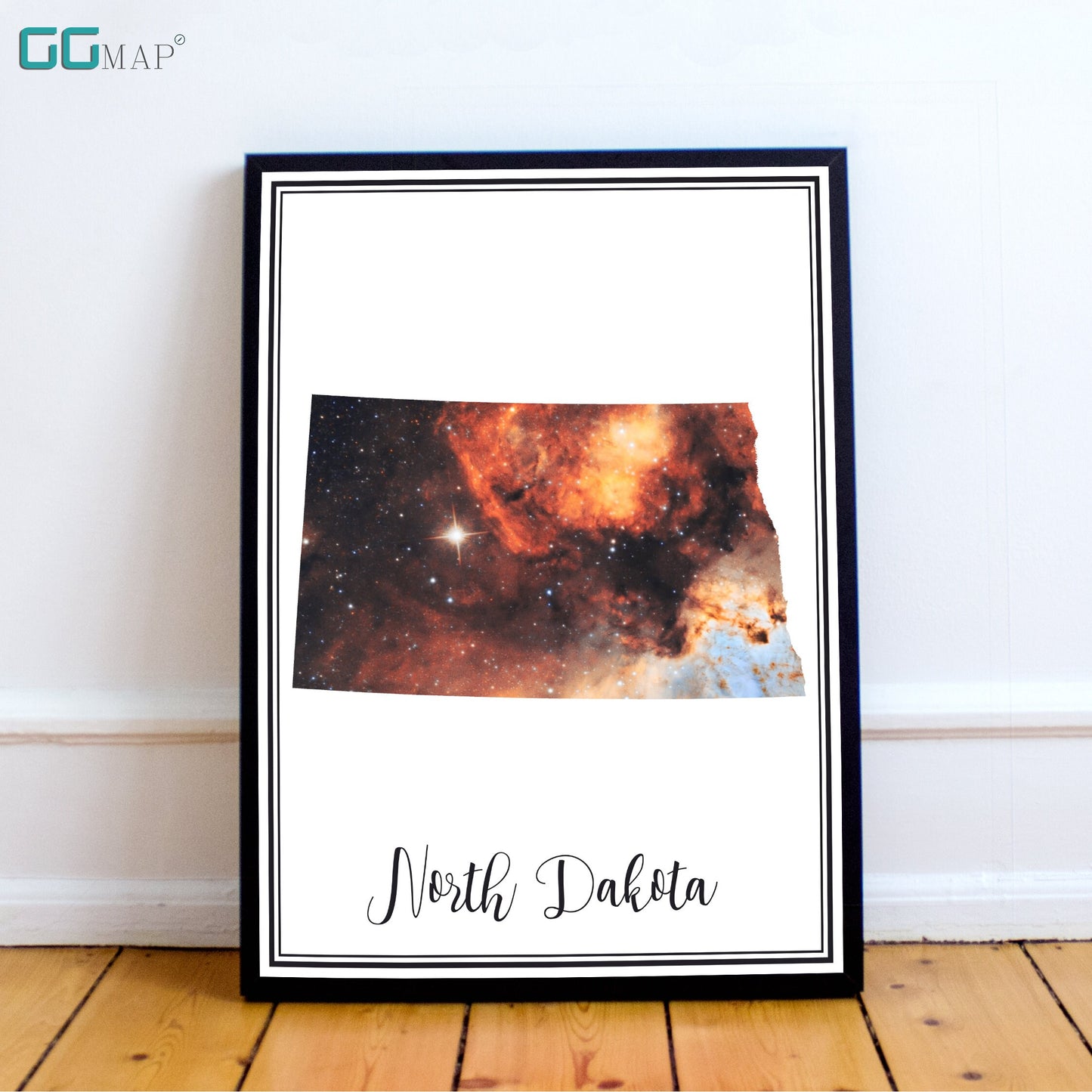 NORTH DAKOTA map - North Dakota Omega nebula map - Travel poster - Wall decor - Office map - North Dakota gift - GeoGIS studio