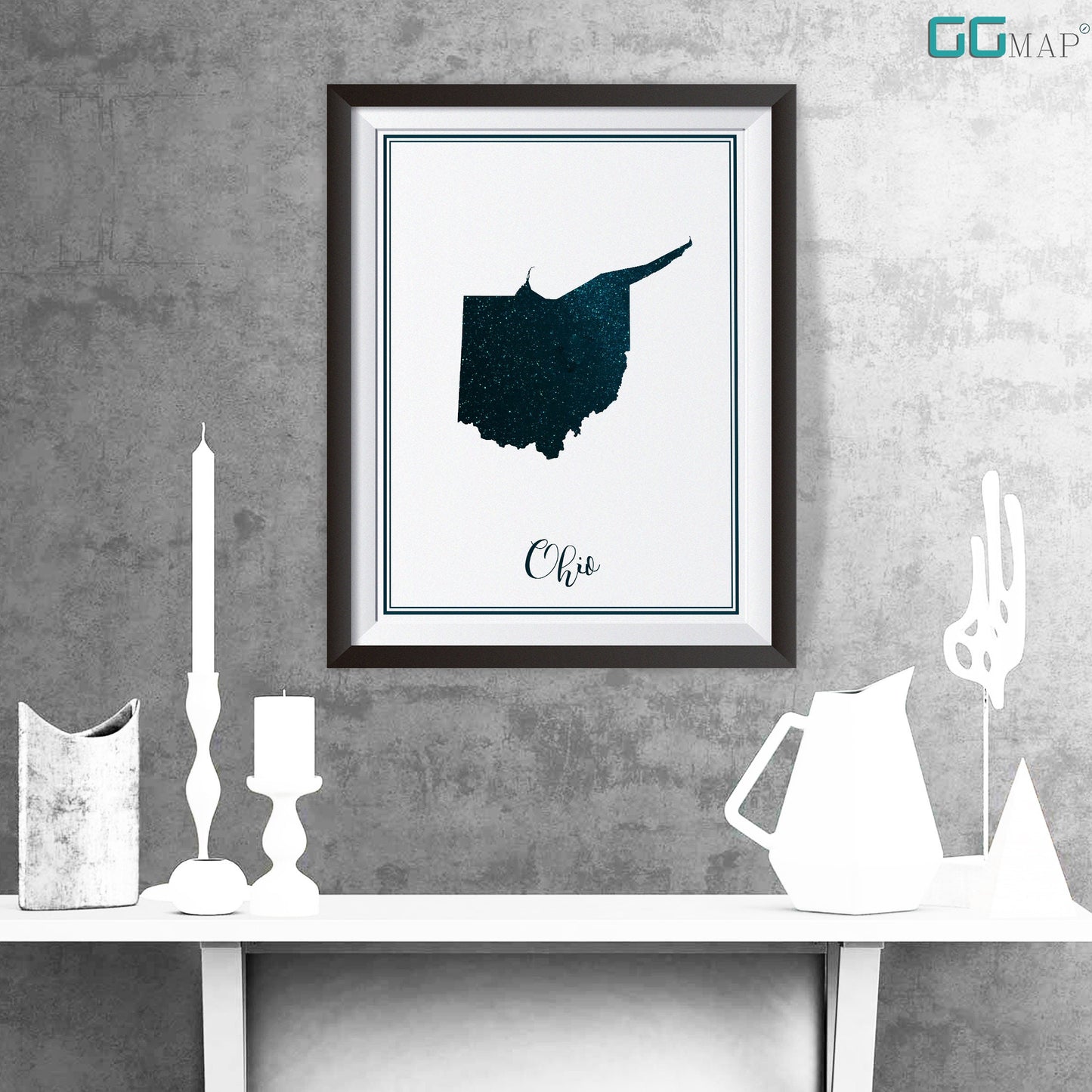 OHIO map - Ohio stars map - Travel poster - Home Decor - Wall decor - Office map - Ohio gift - GeoGIS studio