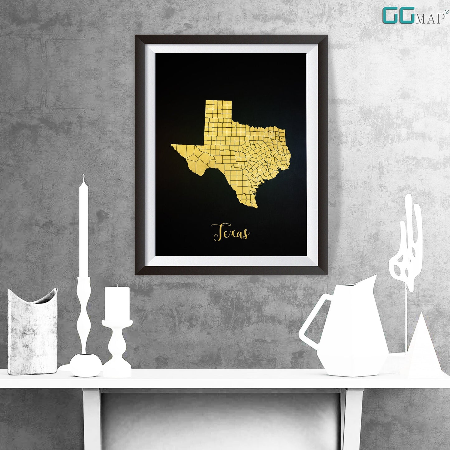 TEXAS map - Texas gold map - Travel poster - Home Decor - Wall decor - Office map - Texas gift - GeoGIS studio