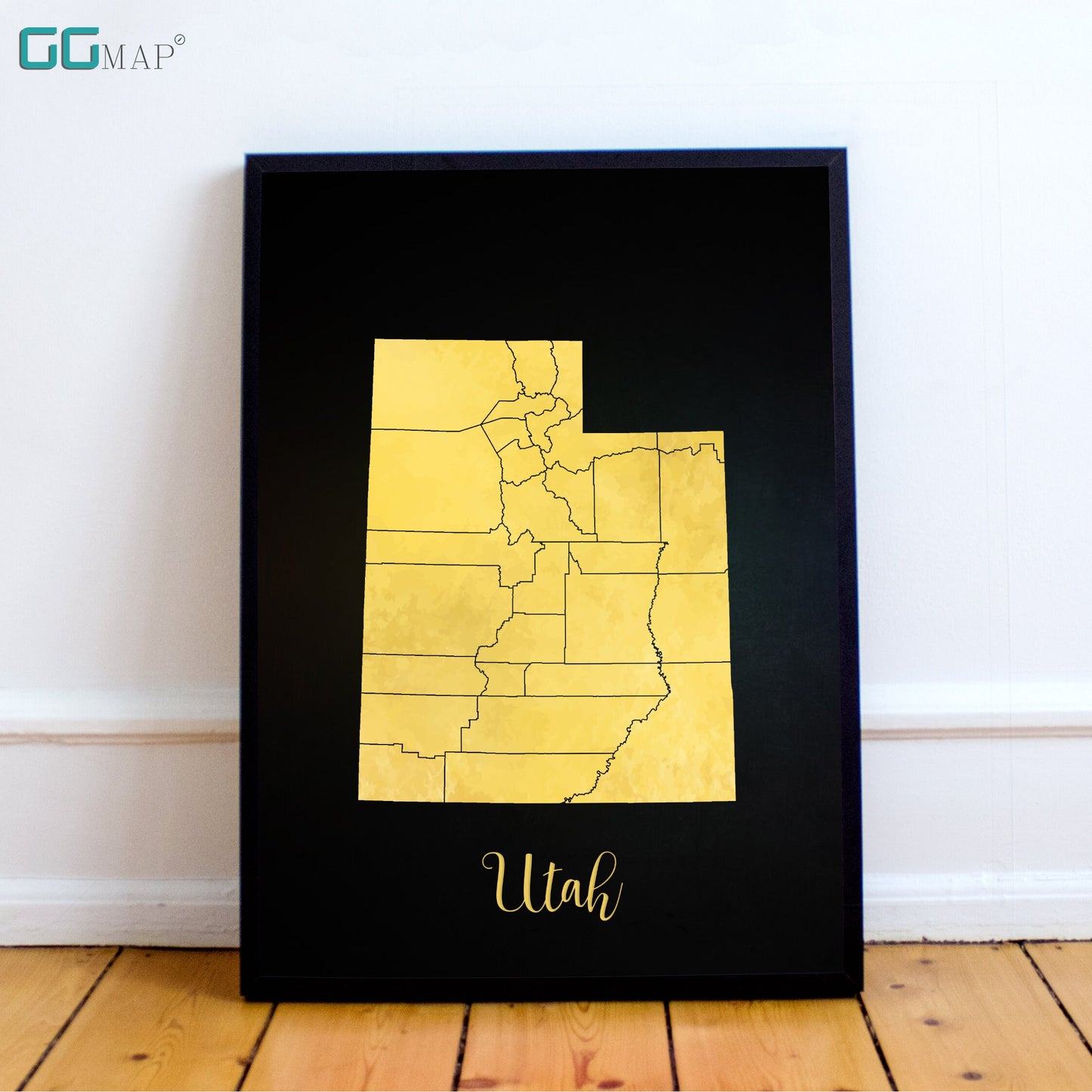 UTAH map - Utah gold map - Travel poster - Home Decor - Wall decor - Office map - Utah gift - GeoGIS studio