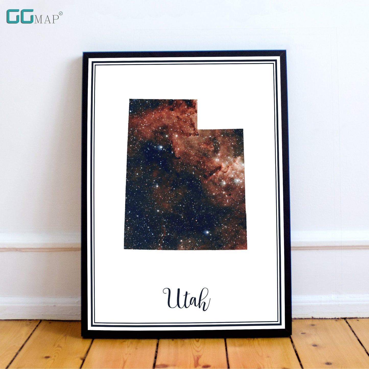 UTAH map - Utah heart nebula map - Home Decor - Wall decor - Office map - Utah gift - GeoGIS studio