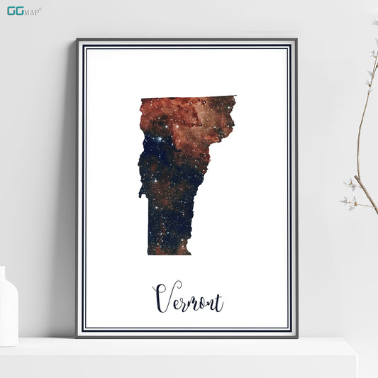 VERMONT map - Vermont heart nebula map - Home Decor - Wall decor - Office map - Vermont gift - GeoGIS studio
