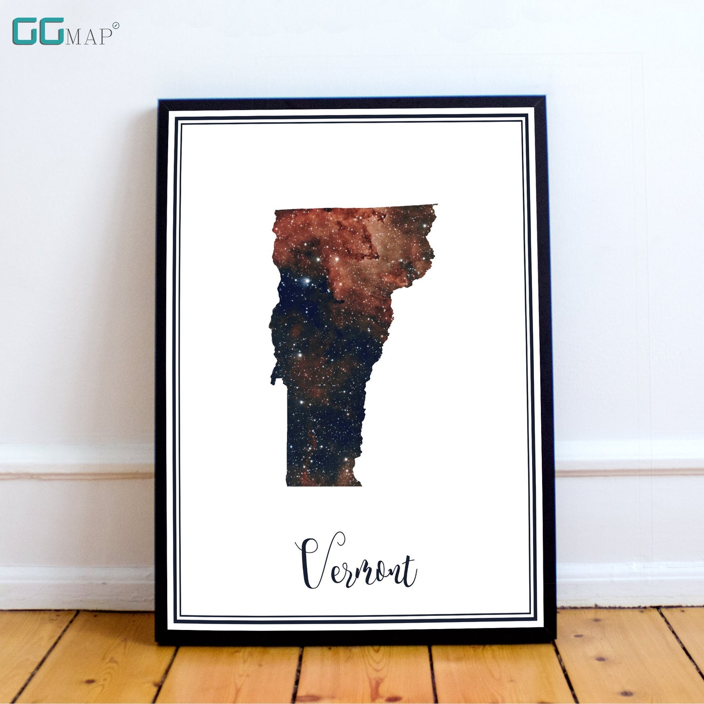 VERMONT map - Vermont heart nebula map - Home Decor - Wall decor - Office map - Vermont gift - GeoGIS studio