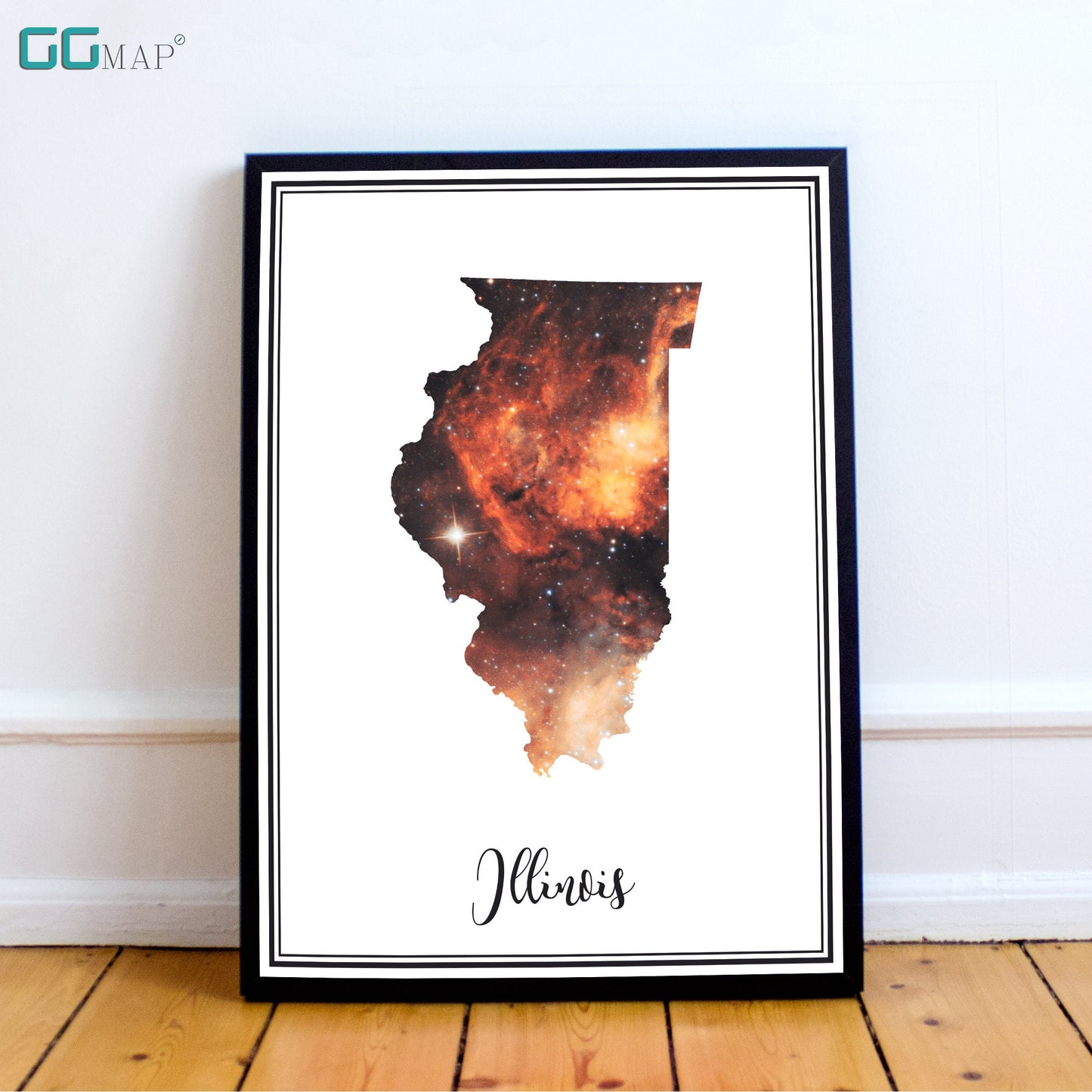 ILLINOIS map - Illinois omega nebula map - Travel poster - Home Decor - Wall decor - Office map - Illinois gift - GeoGIS studio