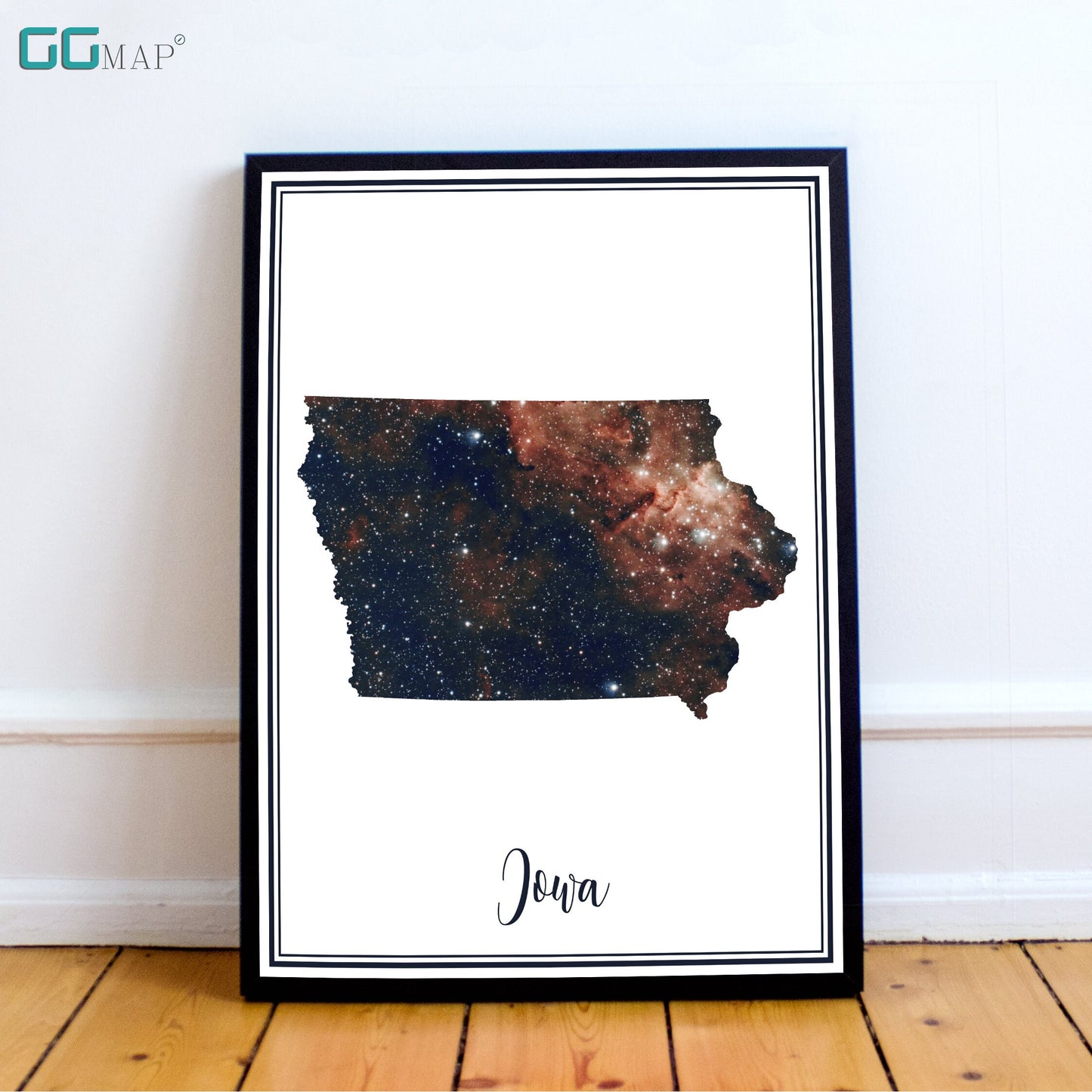 IOWA map - Iowa heart nebula map - Home Decor - Wall decor - Office map - Iowa gift - GeoGIS studio