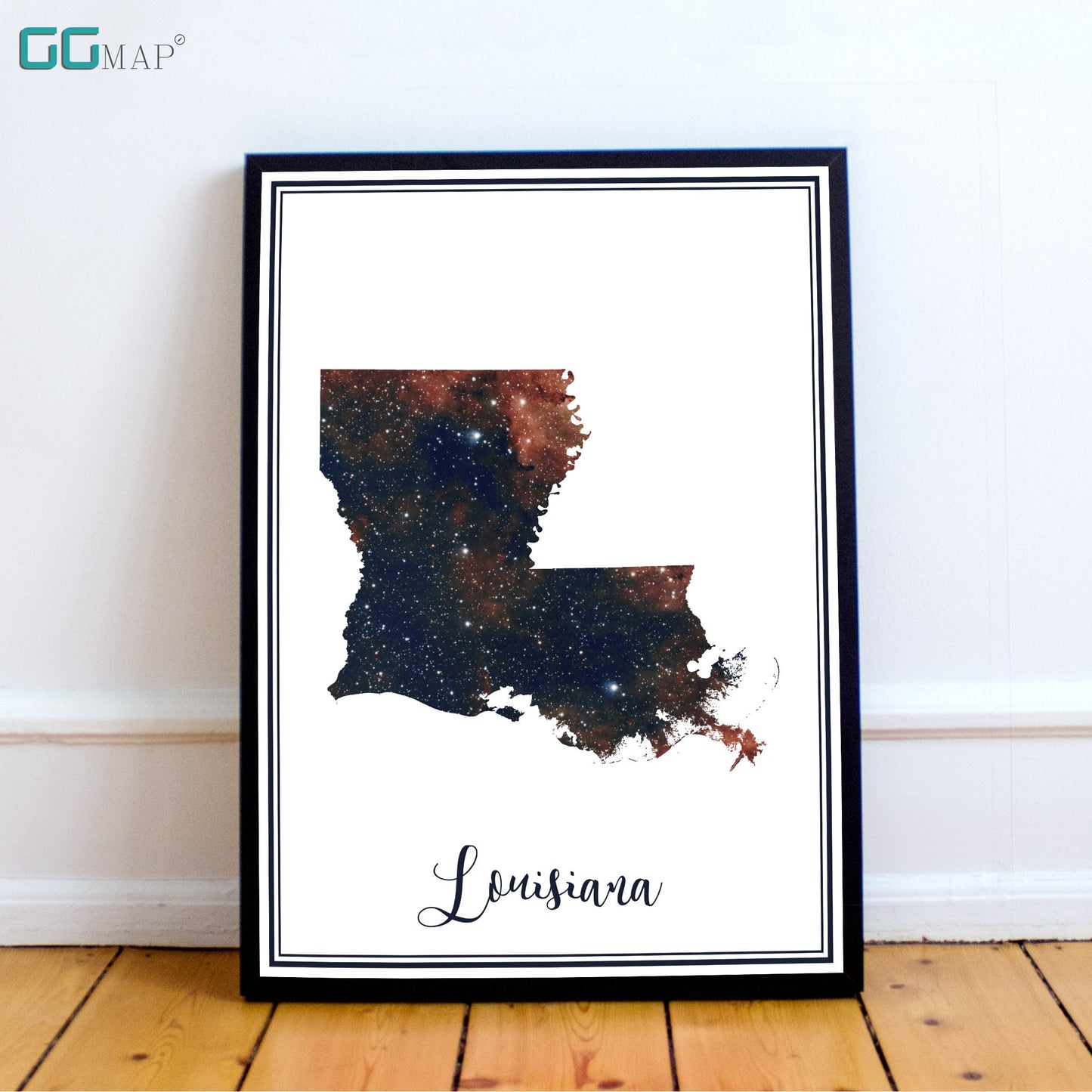 LOUISIANA map - Louisiana heart nebula map - Home Decor - Wall decor - Office map - Louisiana gift - GeoGIS studio