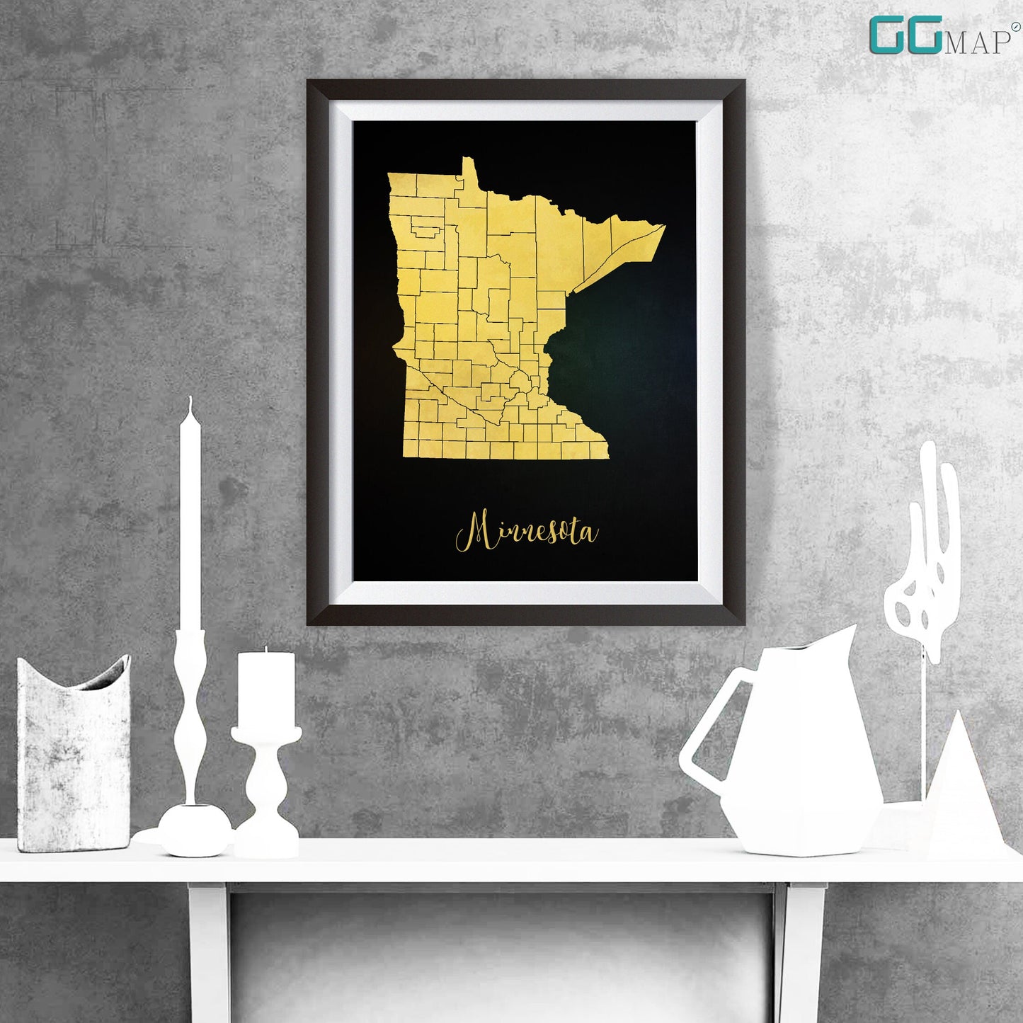 MINNESOTA map - Minnesota gold map - Travel poster - Home Decor - Wall decor - Office map - Minnesota gift - GGmap - Minnesota poster