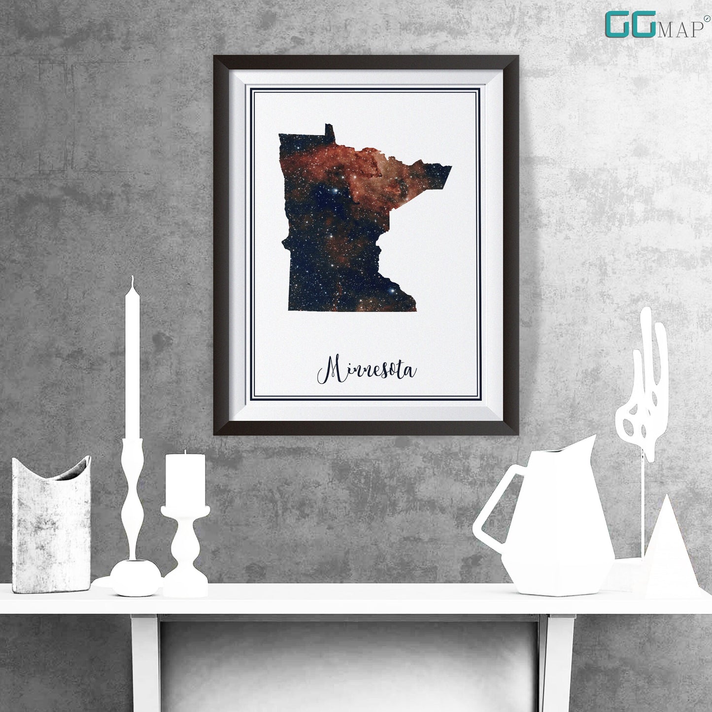 MINNESOTA map - Minnesota heart nebula map - Travel poster - Home Decor - Wall decor - Office map - Minnesota gift - GeoGIS studio