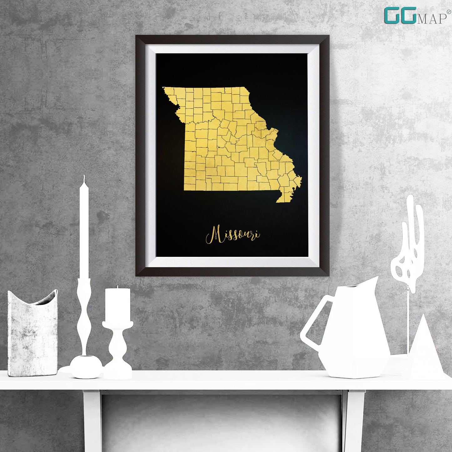 MISSOURI map - Missouri gold map - Travel poster - Home Decor - Wall decor - Office map - Missouri gift - GGmap - Missouri poster