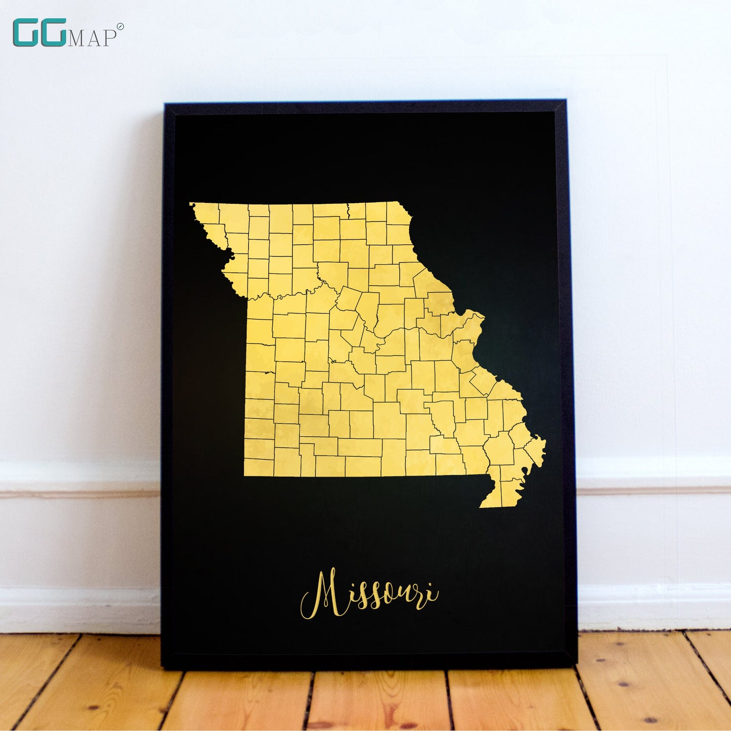 MISSOURI map - Missouri gold map - Travel poster - Home Decor - Wall decor - Office map - Missouri gift - GGmap - Missouri poster