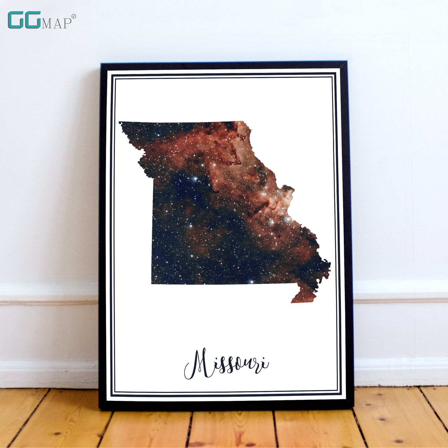 MISSOURI map - Missouri heart nebula map - Travel poster - Home Decor - Wall decor - Office map - Missouri gift - GeoGIS studio