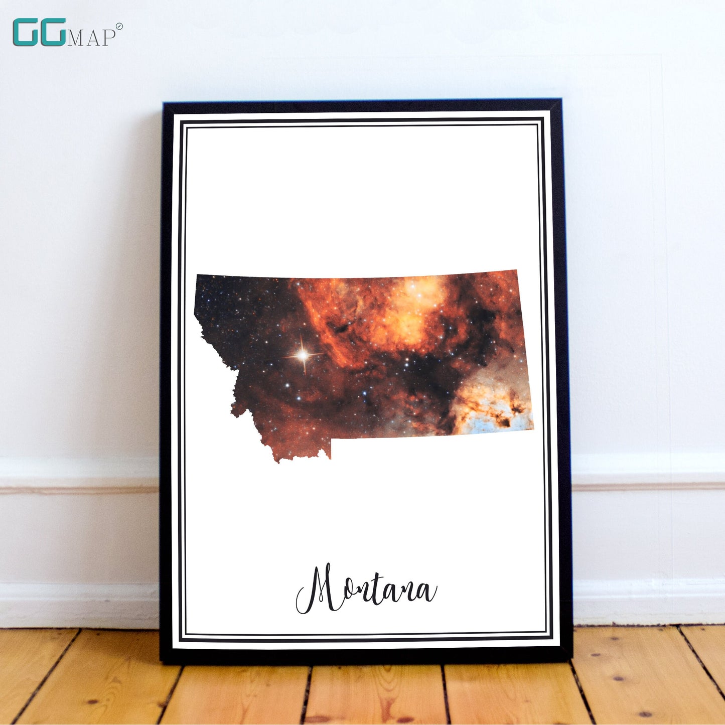 MONTANA map - Montana Omega nebula map - Travel poster - Wall decor - Office map - Montana gift - GeoGIS studio