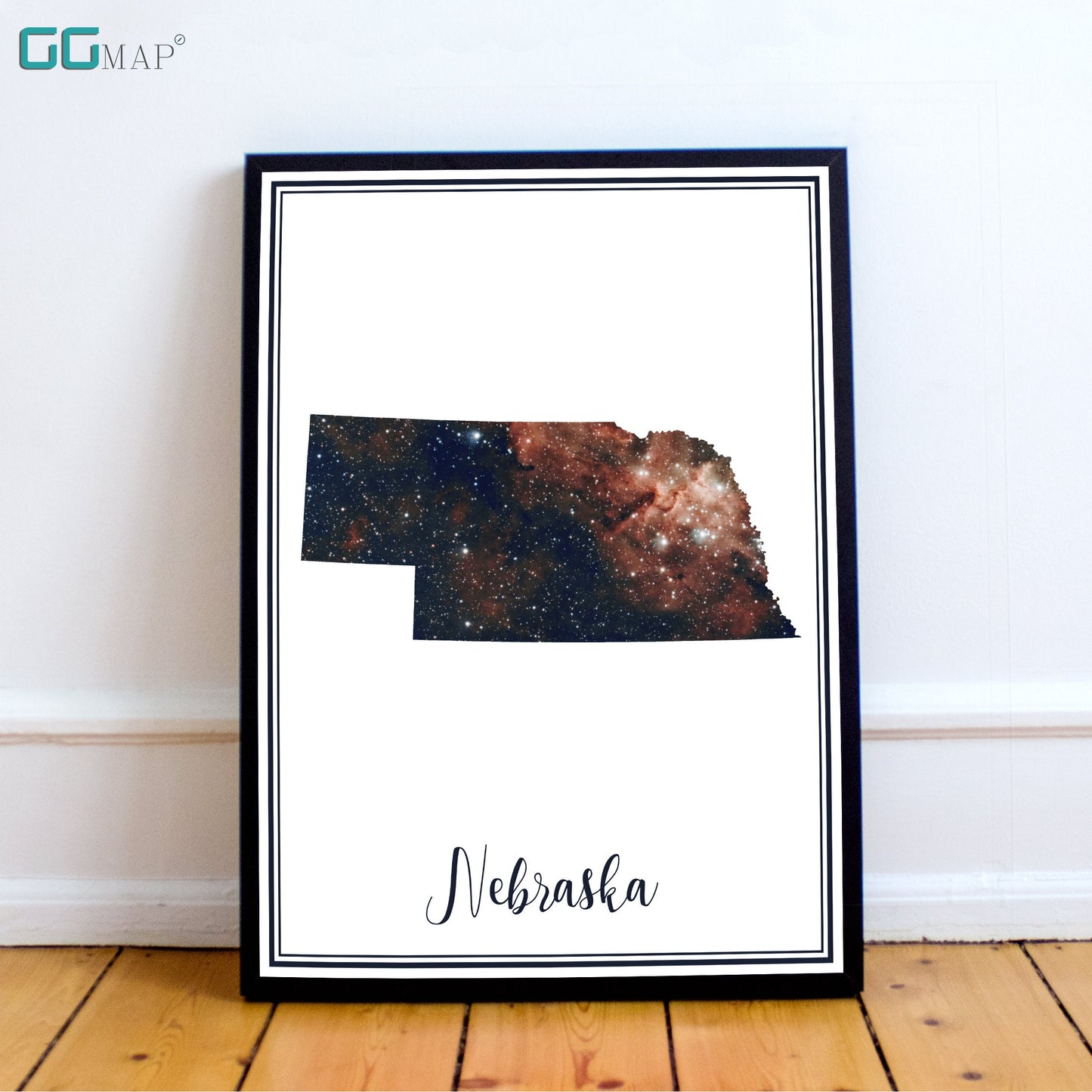 NEBRASKA map - Nebraska heart nebula map - Travel poster - Home Decor - Wall decor - Office map - Nebraska gift - GeoGIS studio