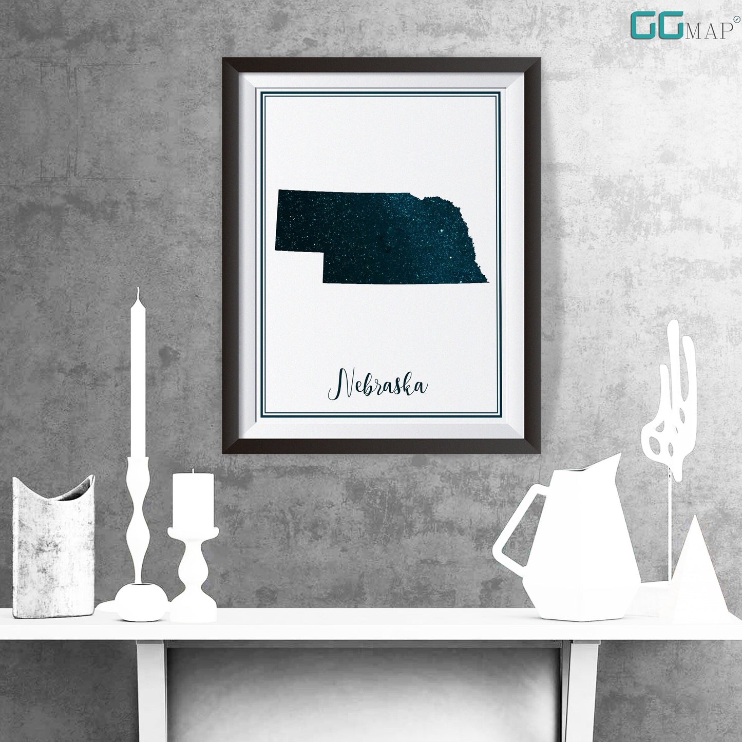 NEBRASKA map - Nebraska stars map - Nebraska Travel poster - Home Decor - Wall decor - Office map - Nebraska gift - GeoGIS studio