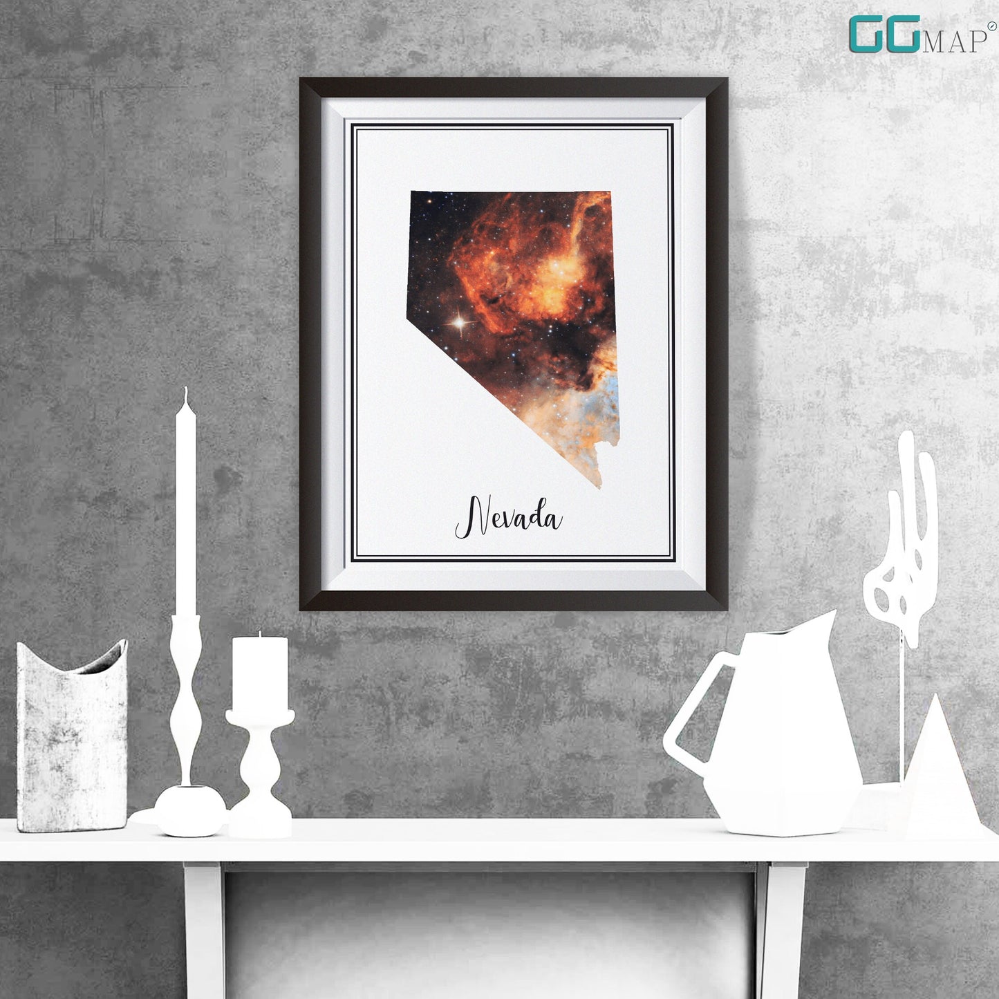 NEVADA map - Nevada Omega nebula map - Travel poster - Wall decor - Office map - Nevada gift - GeoGIS studio