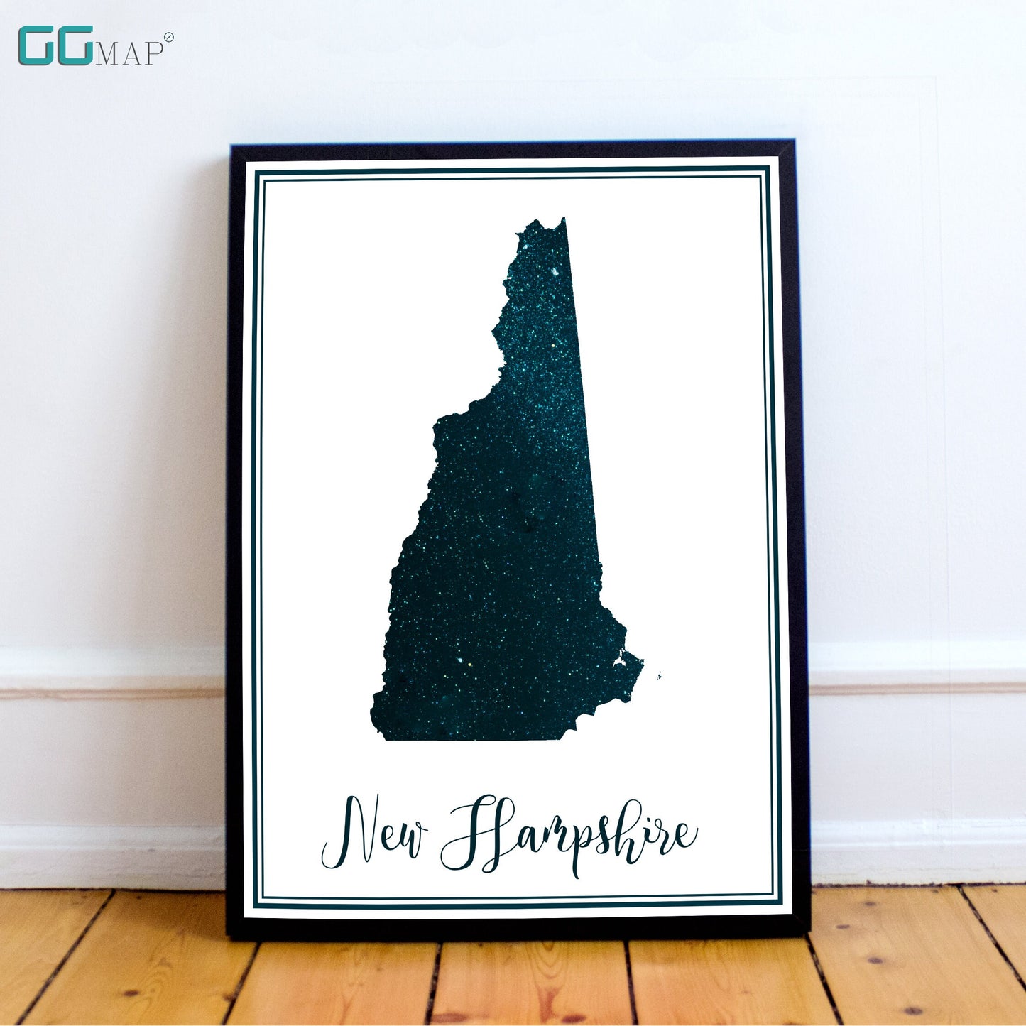 NEW HAMPSHIRE map - New Hampshire stars map - Home Decor - Wall decor - Office map - New Hampshire gift - GeoGIS studio