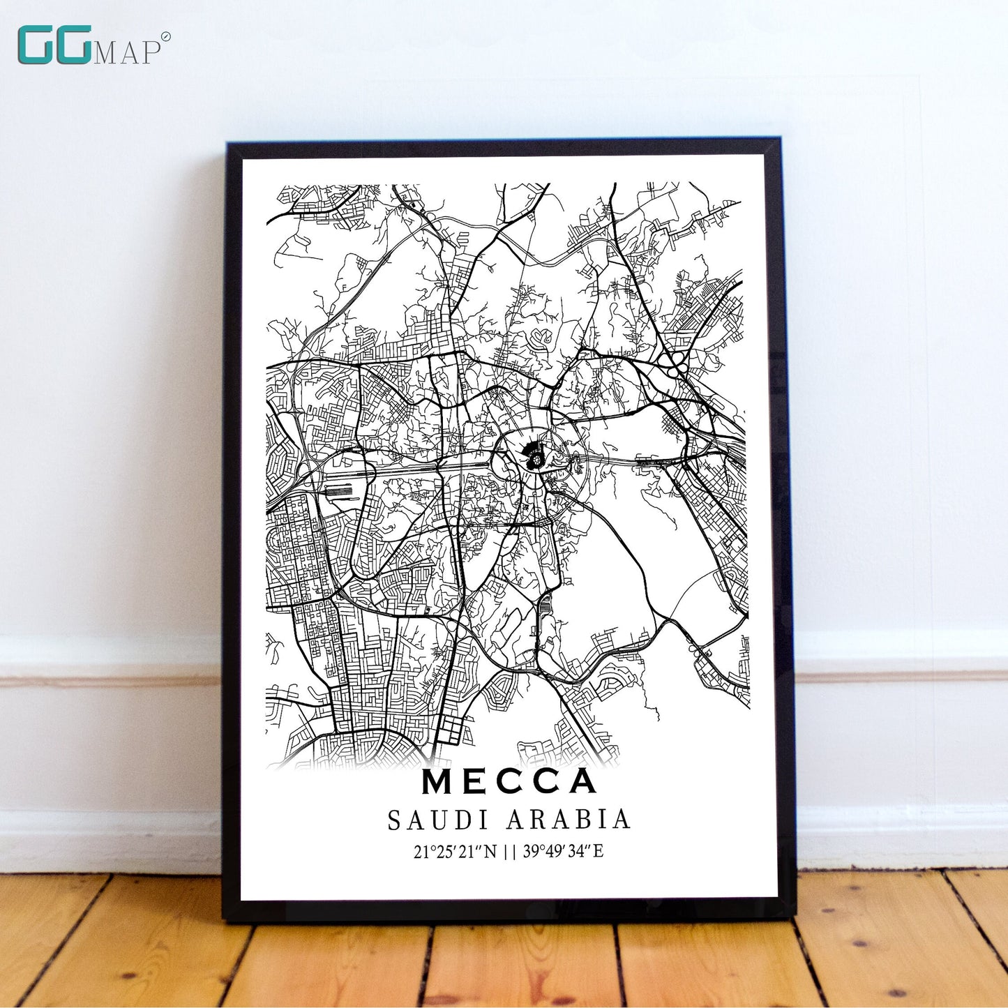 City map of MECCA - Mecca Classic map - Home Decor - Travel map - Print map - Mecca map - Map art - Saudi Arabia -