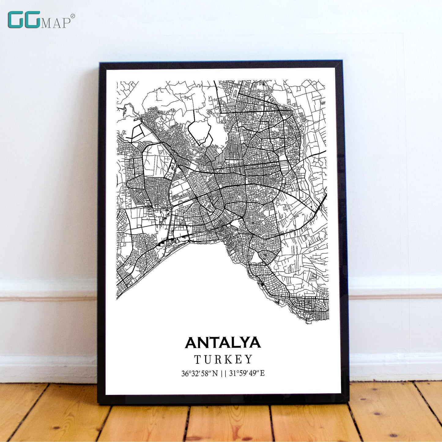 City map of ANTALYA - Antalya Classic map - Home Decor - Travel map - Print map - Antalya map - Map art - Turkey -