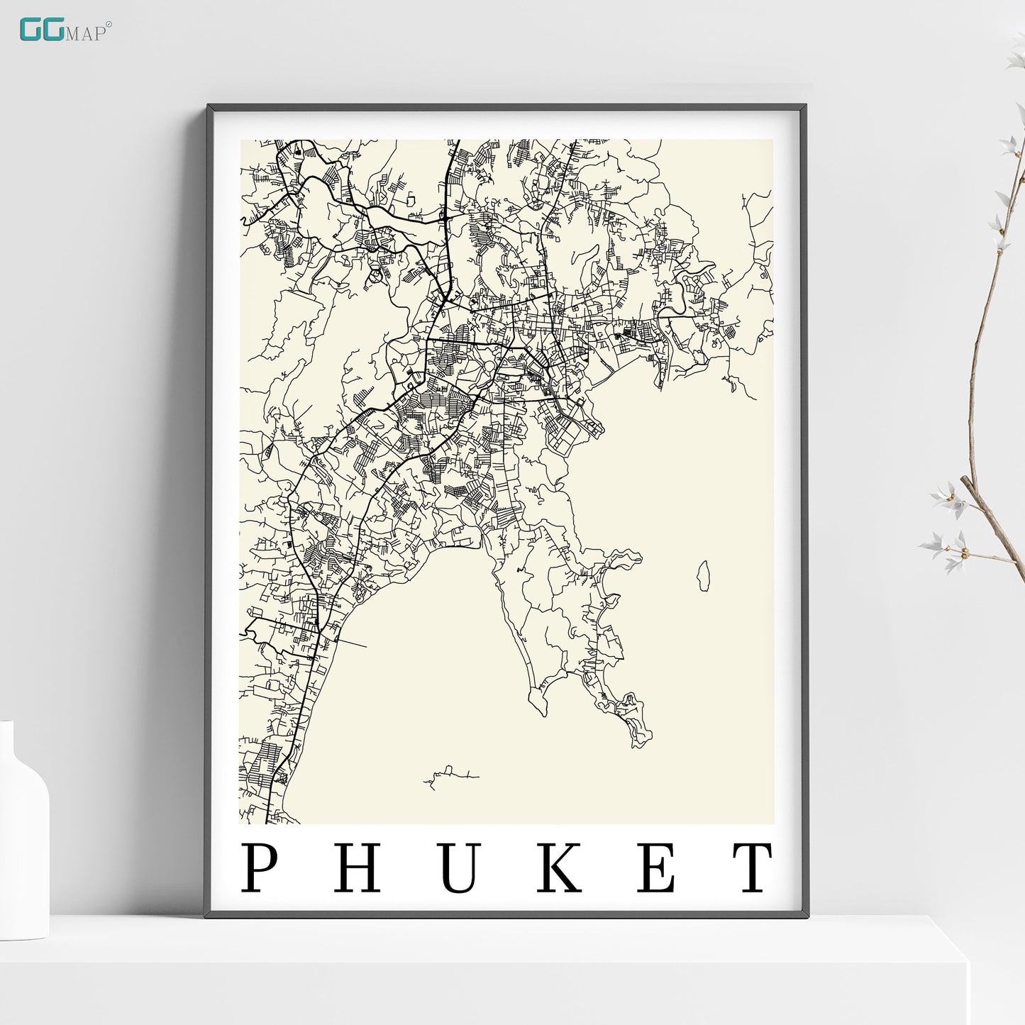 a black and white map of phuket