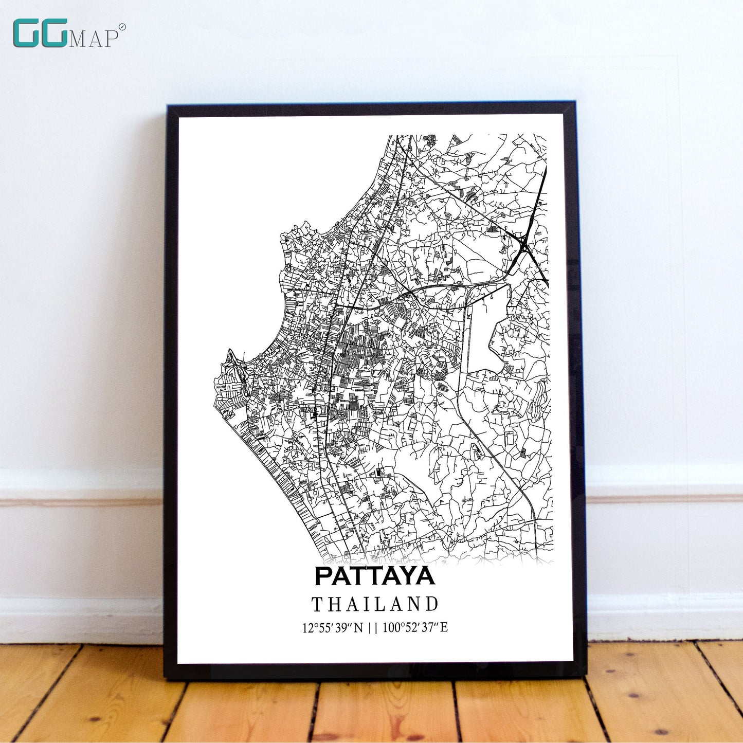 City map of PATTAYA - Pattaya Classic map - Home Decor - Travel map - Print map - Pattaya map - Map art - Thailand - GGMap