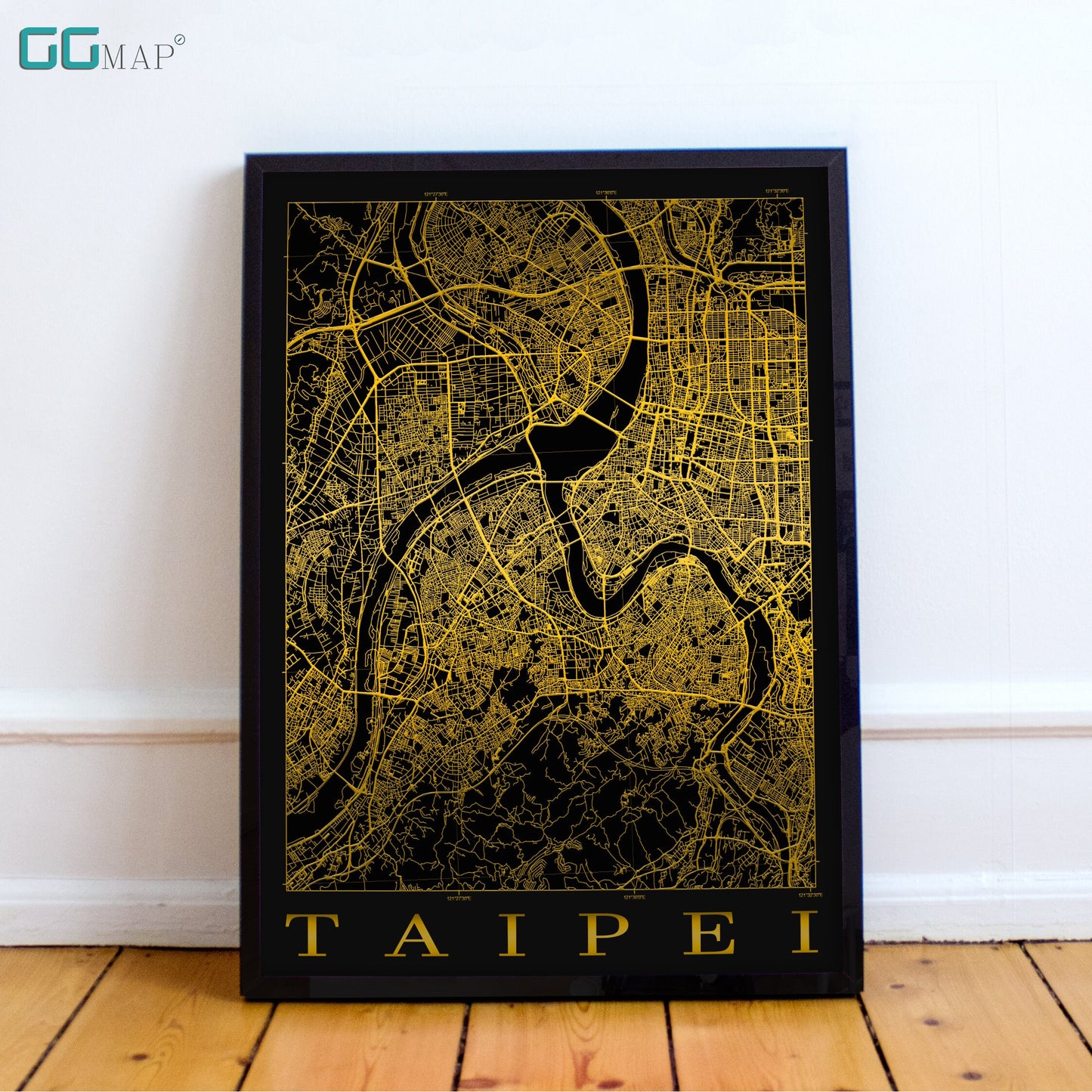 City map of TAIPEI - Taipei Black Gold map - Home Decor - Travel map - Print map - Taipei map - Map art - Taiwan - GGMap