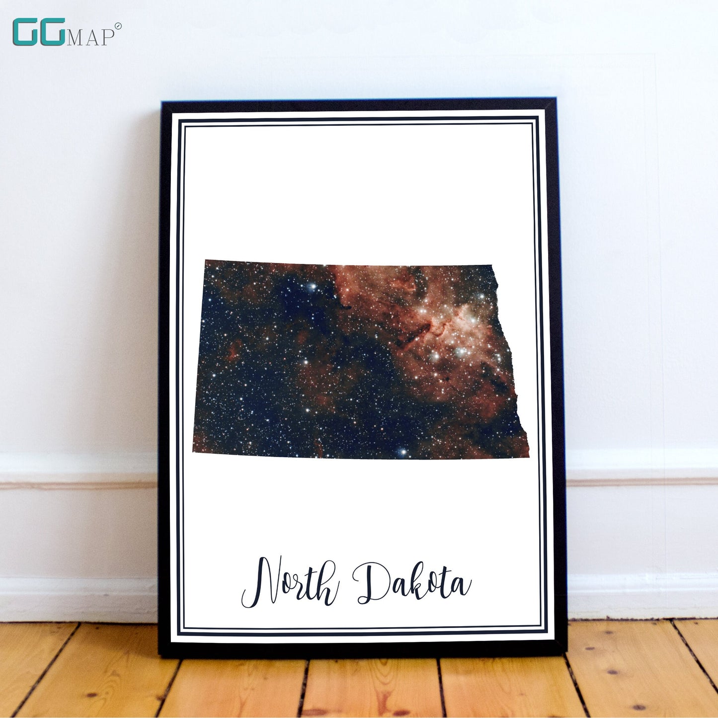 NORTH DAKOTA map - North Dakota heart nebula map - Home Decor - Wall decor - Office map - North Dakota gift - GeoGIS studio