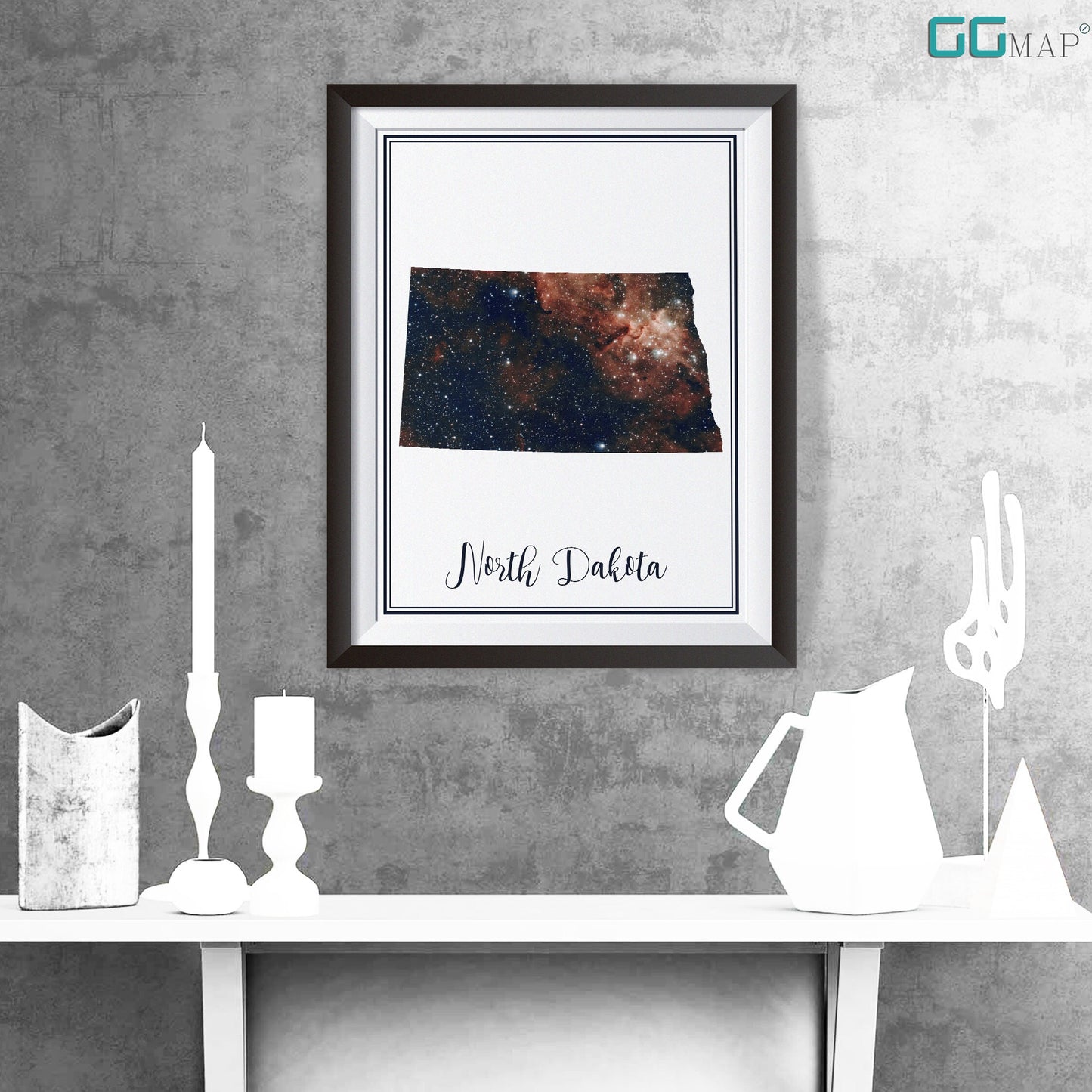 NORTH DAKOTA map - North Dakota heart nebula map - Home Decor - Wall decor - Office map - North Dakota gift - GeoGIS studio