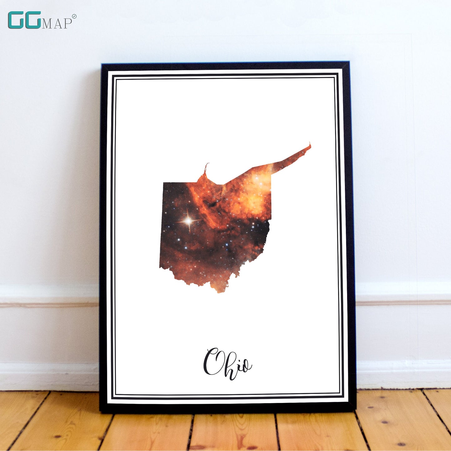 OHIO map - Ohio Omega nebula map - Travel poster - Wall decor - Office map - Ohio gift - GeoGIS studio