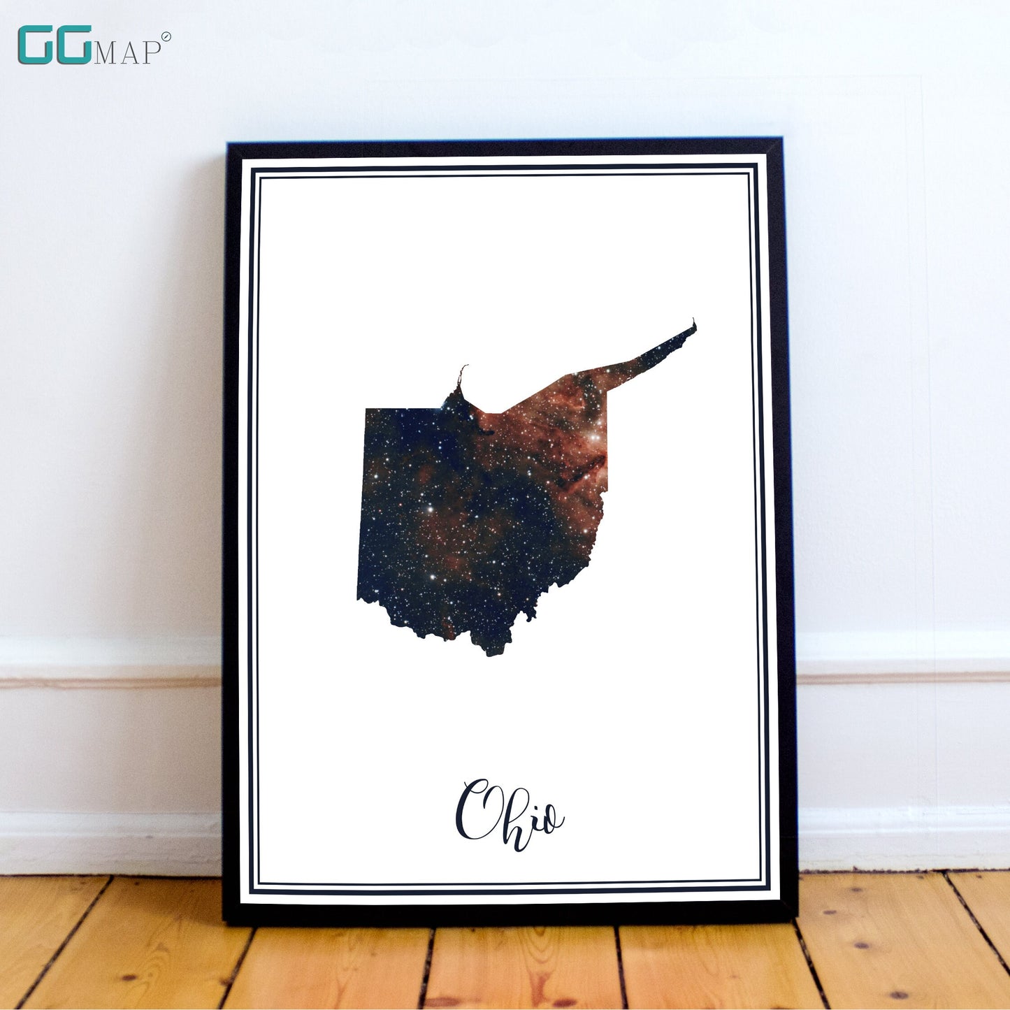 OHIO map - Ohio heart nebula map - Home Decor - Wall decor - Office map - Ohio gift - GeoGIS studio