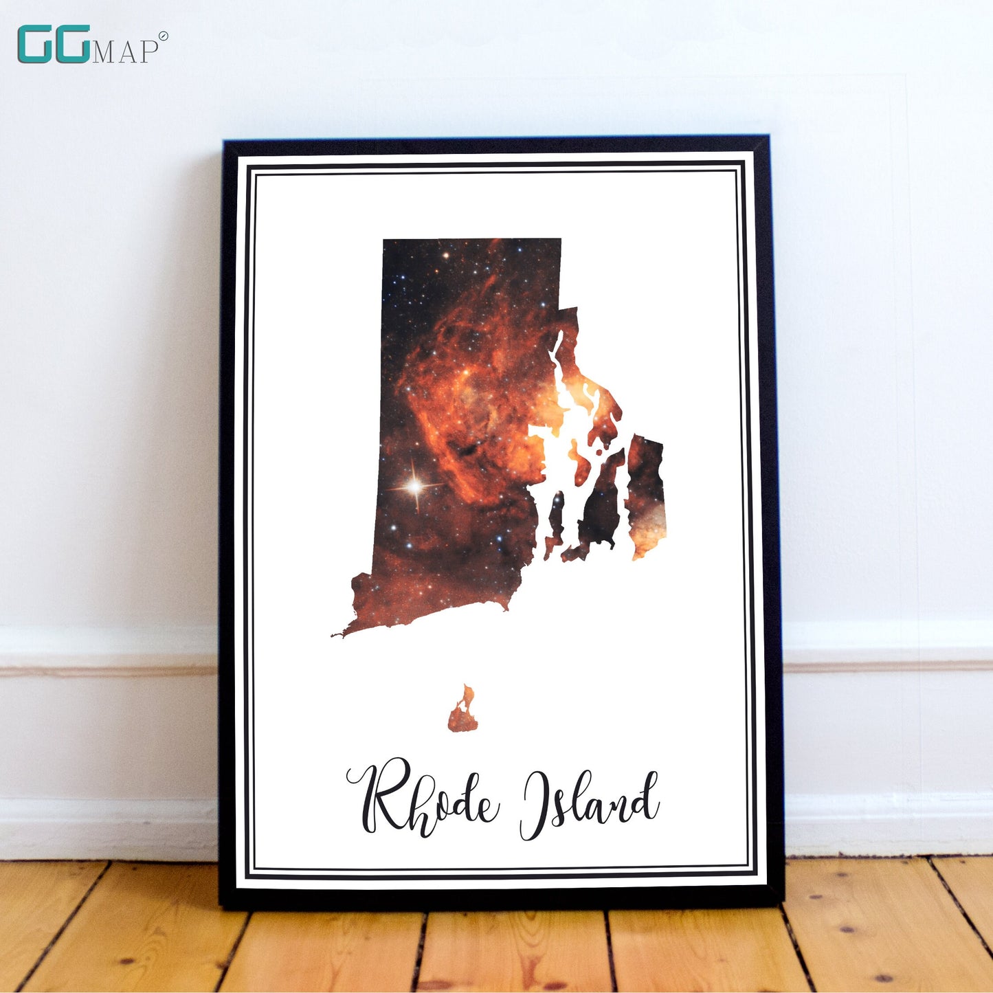 RHODE ISLAND map - Rhode Island Omega nebula map - Travel poster - Wall decor - Office map - Rhode Island gift - GeoGIS studio