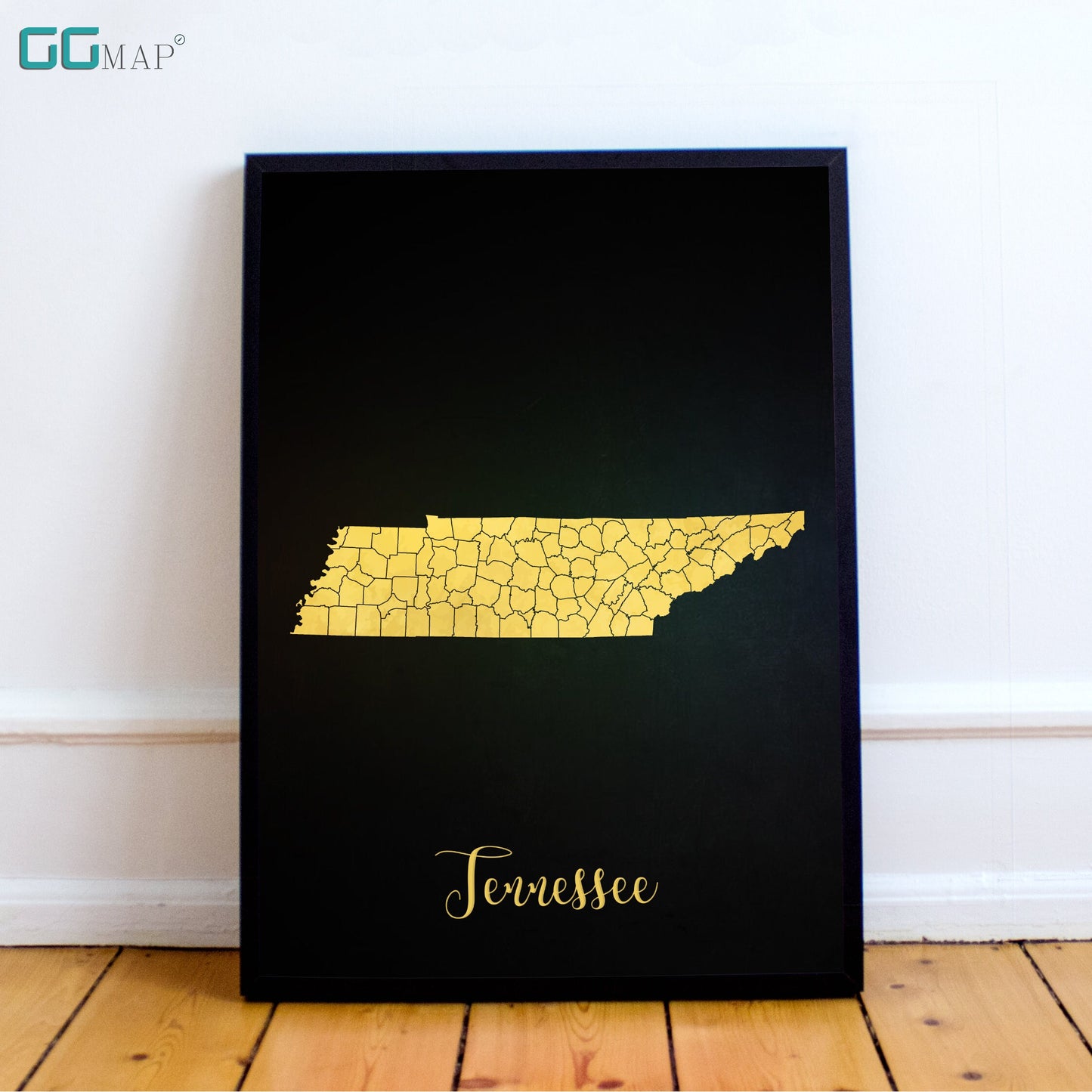 TENNESSEE map - Tennessee gold map - Travel poster - Home Decor - Wall decor - Office map - Tennessee gift - GeoGIS studio