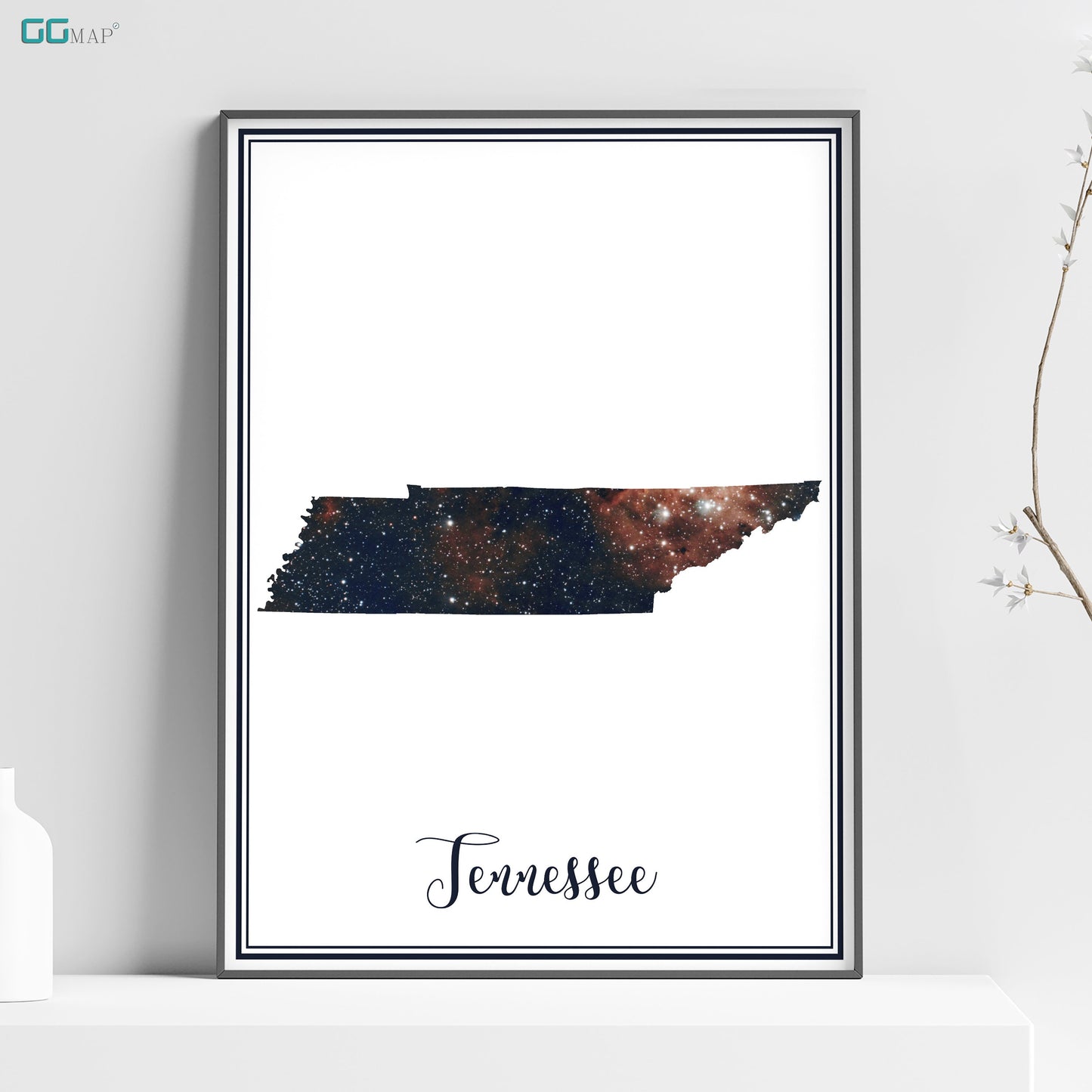 a framed poster of the state of tennessee