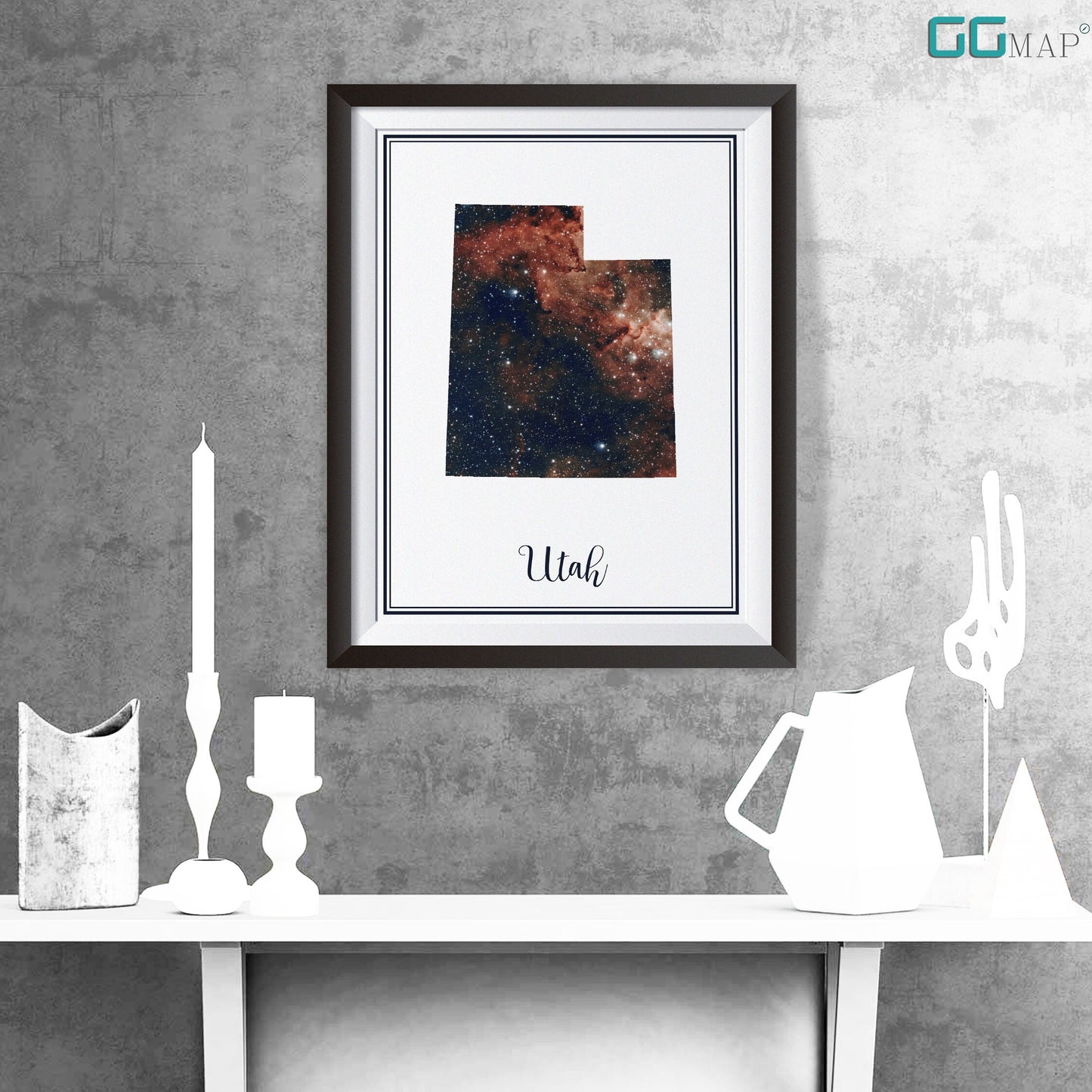 UTAH map - Utah heart nebula map - Home Decor - Wall decor - Office map - Utah gift - GeoGIS studio