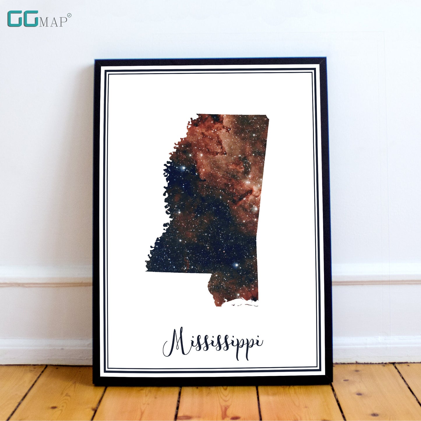 MISSISSIPPI map - Mississippi heart nebula map - Home Decor - Wall decor - Office map - Mississippi gift - GeoGIS studio