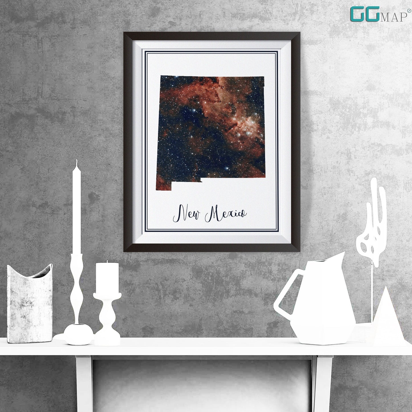 NEW MEXICO map - New Mexico heart nebula map - Home Decor - Wall decor - Office map - New Mexico gift - GeoGIS studio