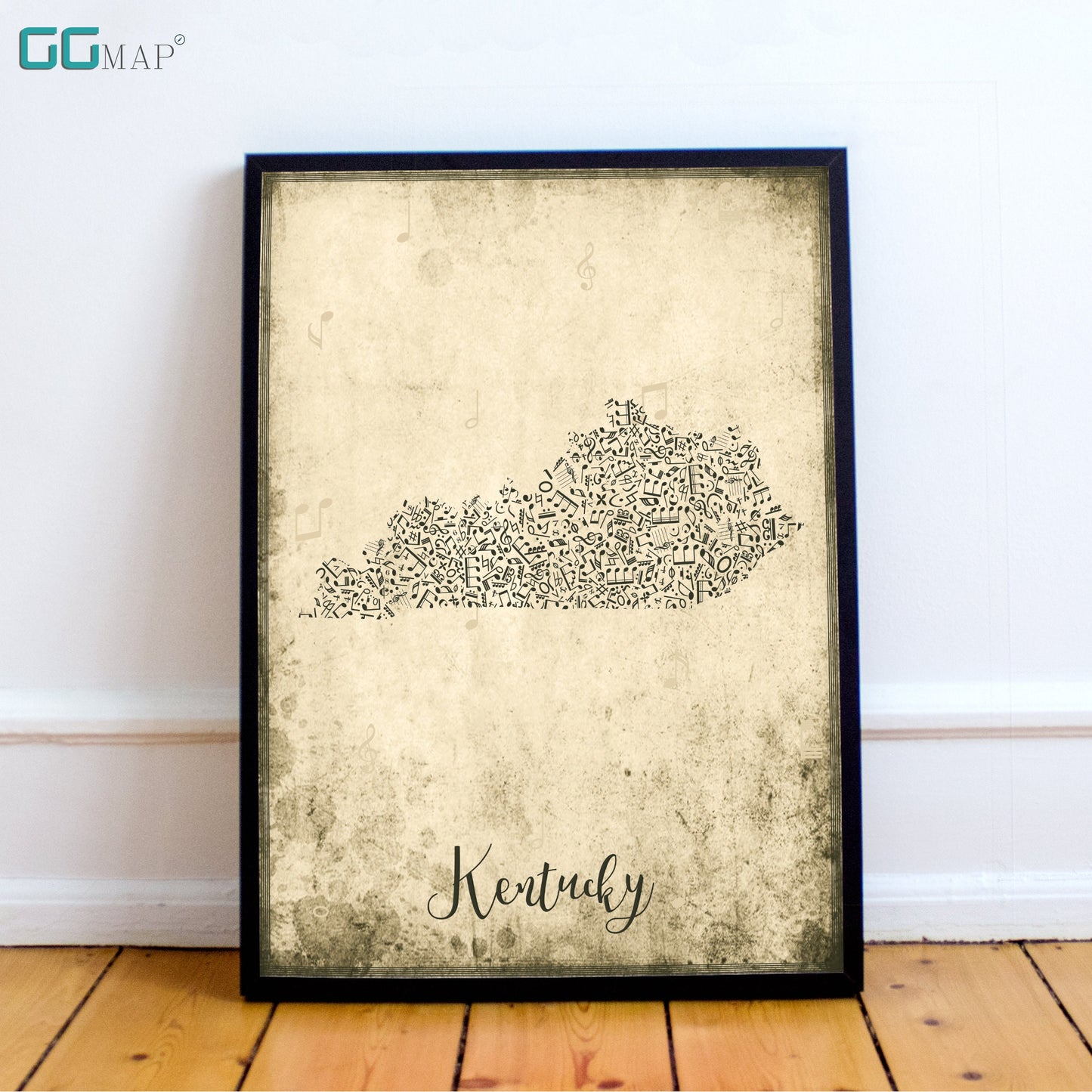 KENTUCKY map - Kentucky Music map - Travel poster - Home Decor - Wall decor - Office map - Kentucky gift - GGmap - Kentucky poster