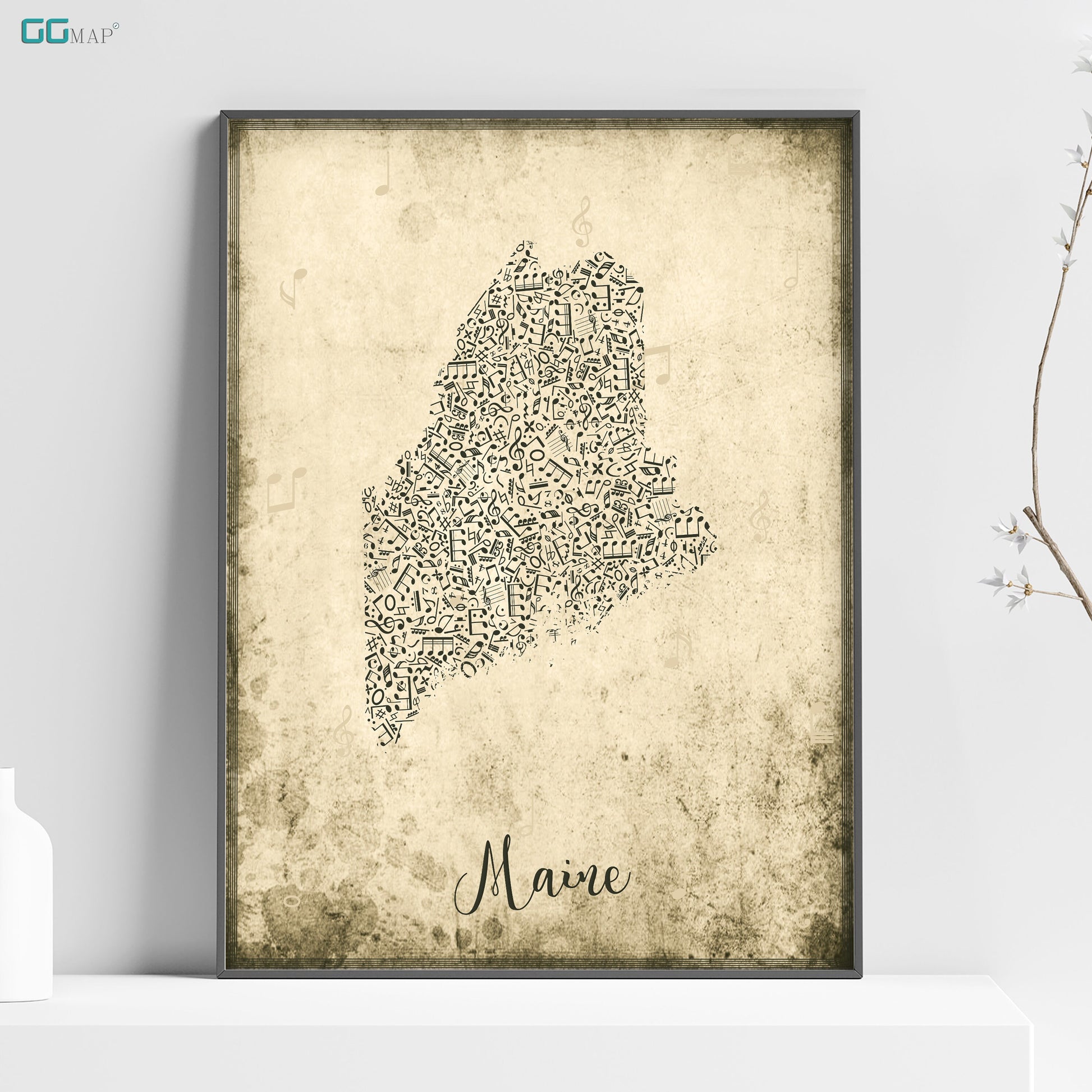 a picture of a map of the state of maine