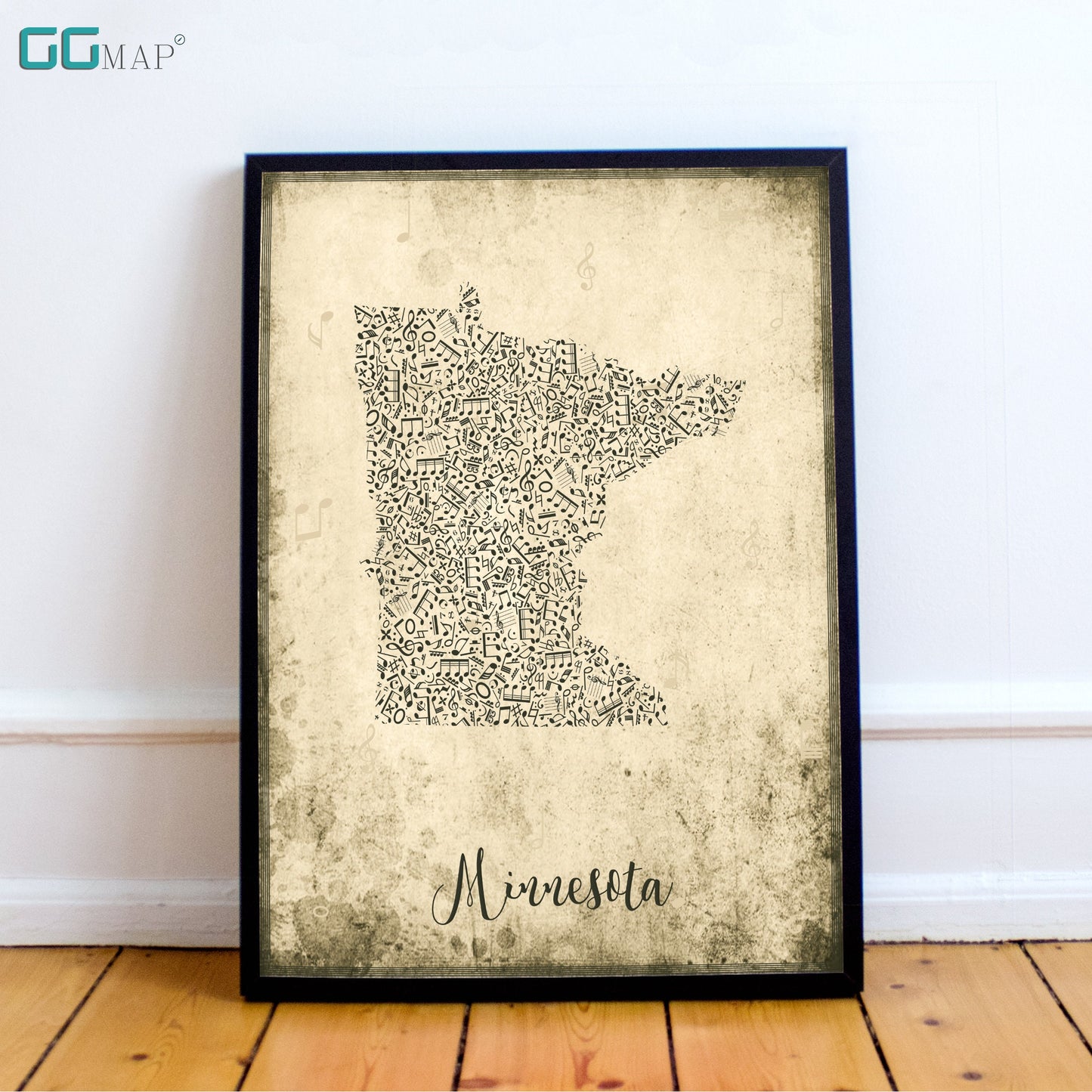 MINNESOTA map - Minnesota Music map - Travel poster - Wall decor - Office map - Minnesota gift - GGmap - Minnesota poster